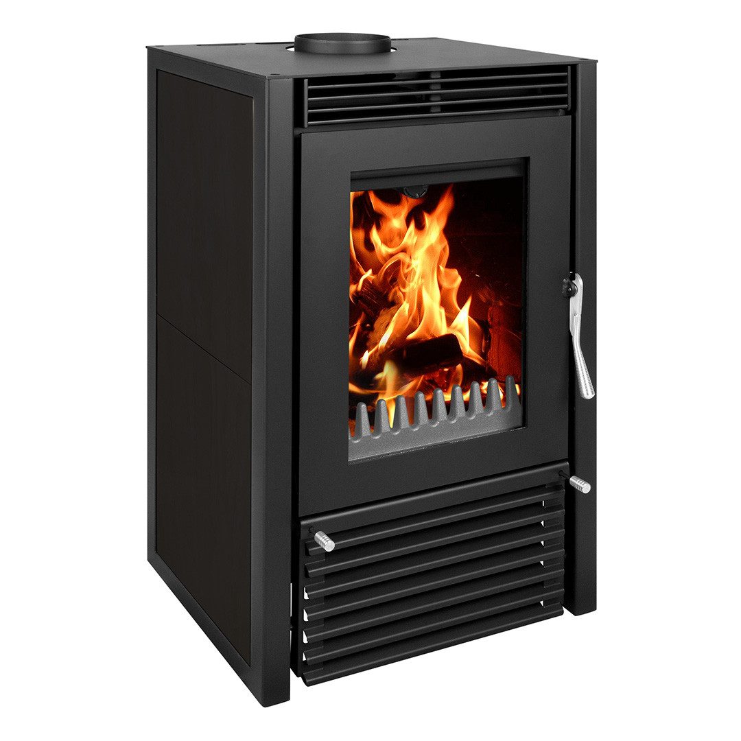 Bruno Kaminofen Kaminofen wasserführend Marbella Compact schwarz, 12 kW