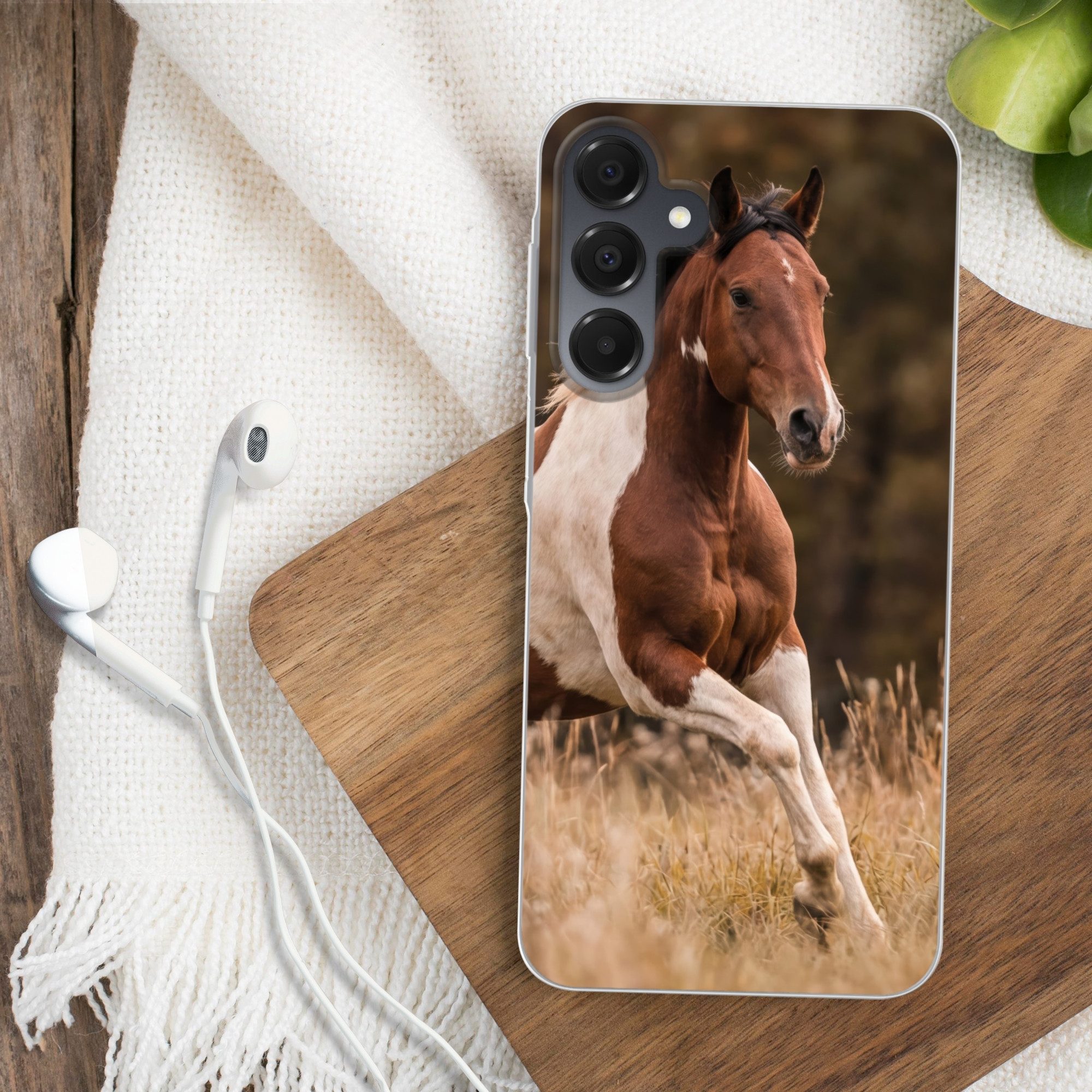 MuchoWow Handyhülle für Samsung Galaxy A16 5G Pferd - Braun - Gras, Phone Case, Silikon, Schutzhülle Dünn