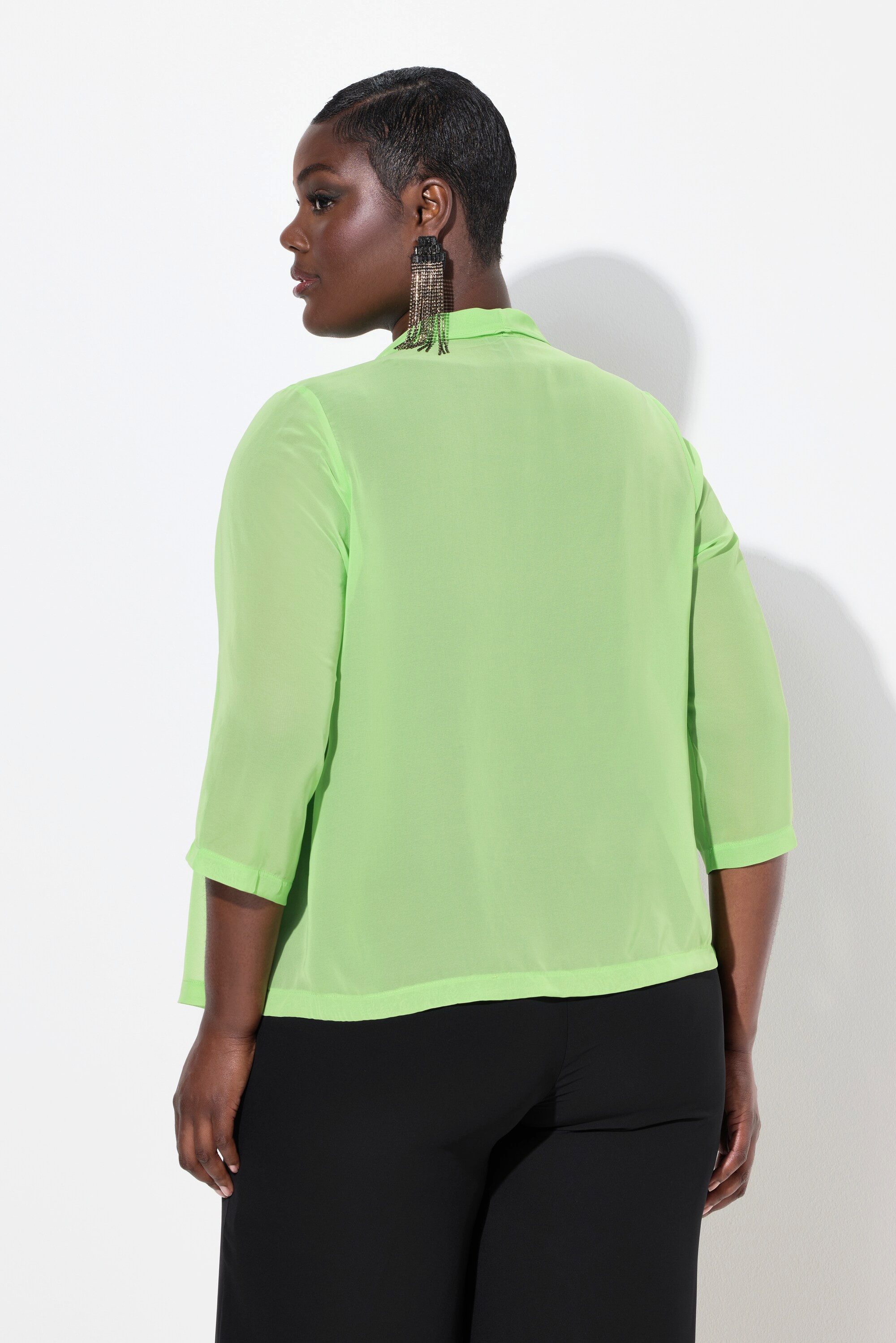 Ulla Popken Kurzjacke Chiffonjacke Oversized Schalkragen 3/4-Arm