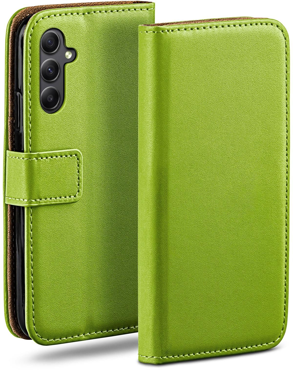 moex Handyhülle für Samsung Galaxy A34 5G Hülle Klappbar Book Case Grün 6,6 Zoll, Klapphülle Kartenfach Flip Cover Handytasche Leder Optik Schutzhülle