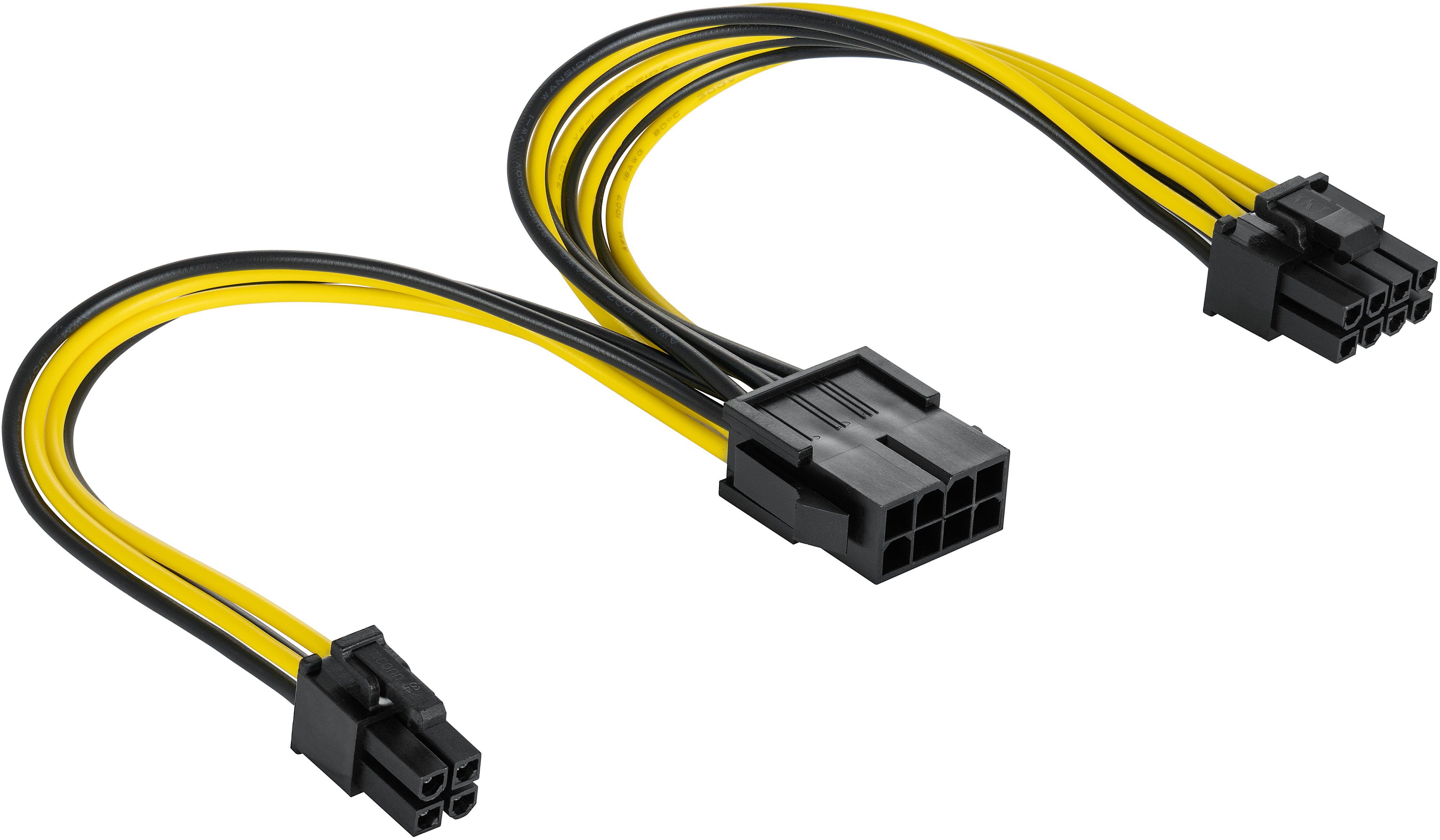 Poppstar CPU-Kabel 8-Pin auf 8 + 4-Pin Stromkabel, (20 cm), Netzteil-Verlängerungskabel ATX 12V / EPS 12V