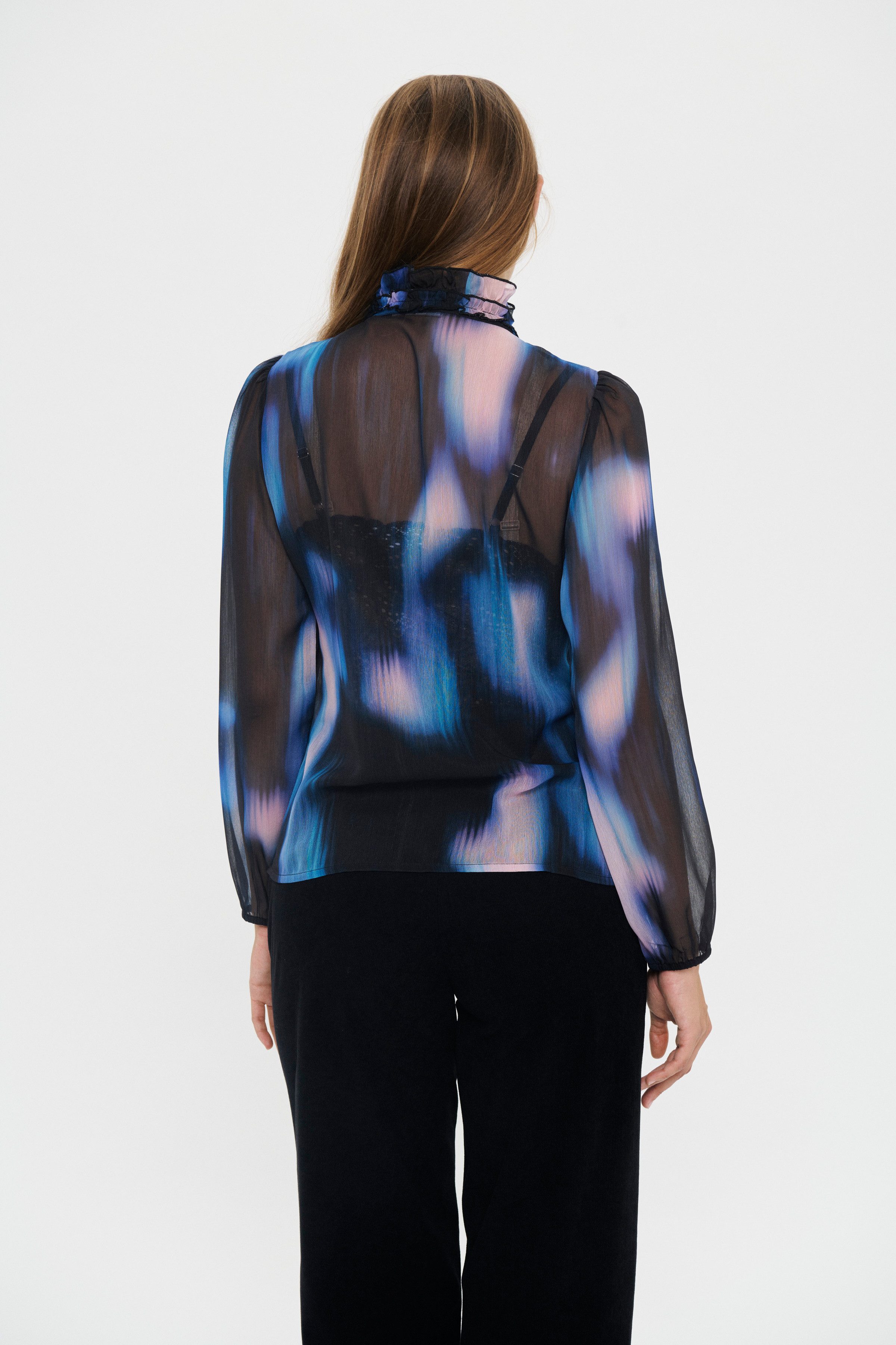 Saint Tropez Rüschenbluse LiljaSZ Crinkle LS Shirt Kunstfaser, Regular fit
