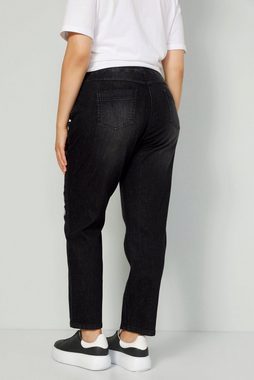 MIAMODA Regular-fit-Jeans Denim-Joggpants Silberdruck Elastikbund