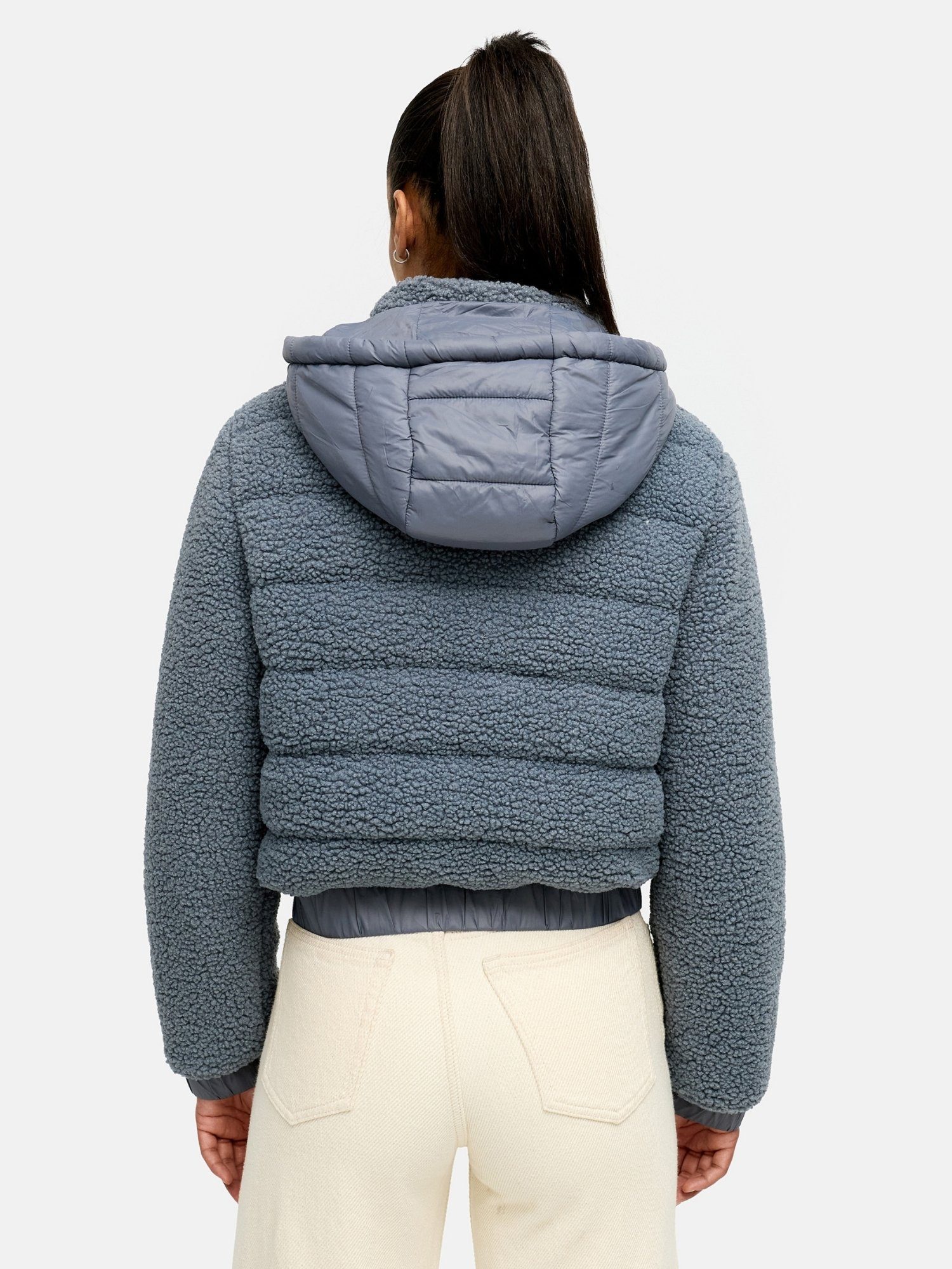 Tazzio Winterjacke F804 mit Kapuze, im Bomber-Style & komplett Teddy-Look