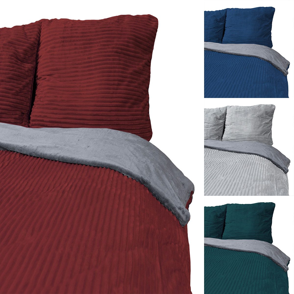 Visaggio Bettwäsche Teddyplüsch Winter Bettbezug Cord Optik, Fleece, 2 teil günstig online kaufen