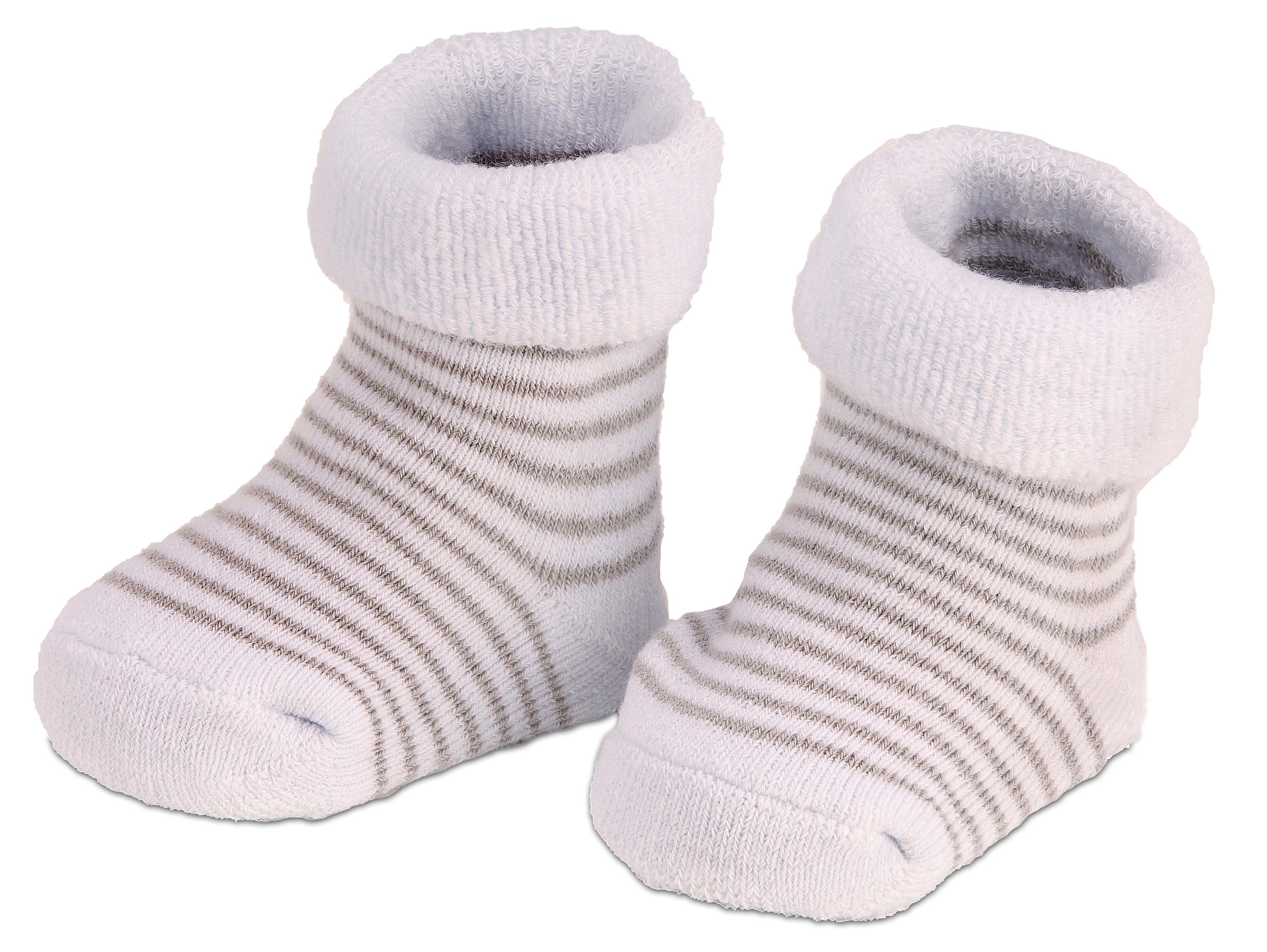 BRUBAKER Socken Babysocken für Mädchen 0-12 Monate (3-Paar, Baumwollsocken mit Dreiecken und Streifen) Baby Geschenkset für Neugeborene in Geschenkverpackung mi – Bild 3 von 5