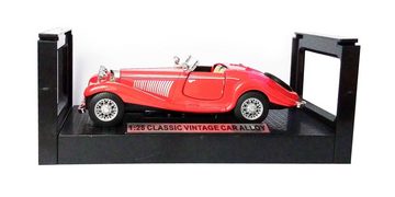 Modellauto Oldtimer Modellauto mit Licht und Sound 1:28 Metall Alloy Modell Auto Spielzeugauto Kinder Geschenk 92 (Rot)