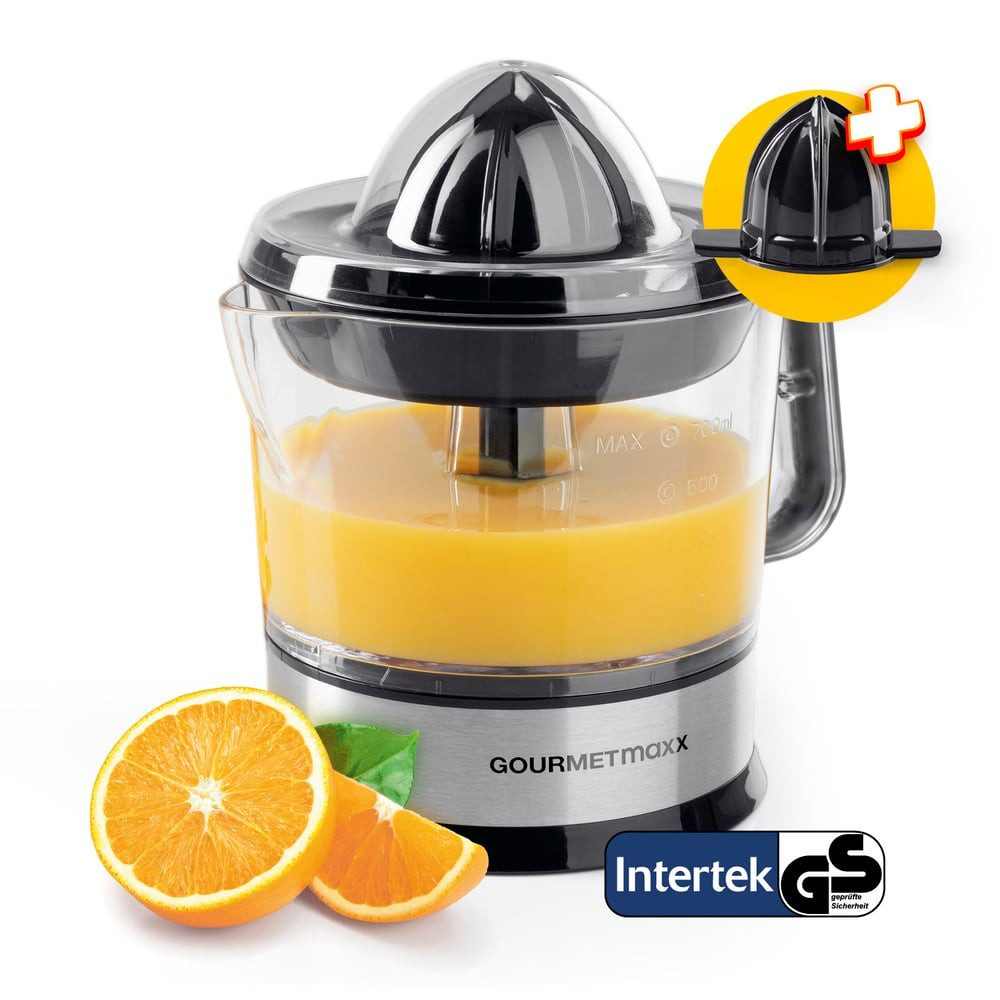 GOURMETmaxx Zitruspresse GOURMETmaxx Zitruspresse 0,7l - Edelstahl, 40 W, Elektrische Zitruspresse Für bis zu 700 ml Saft