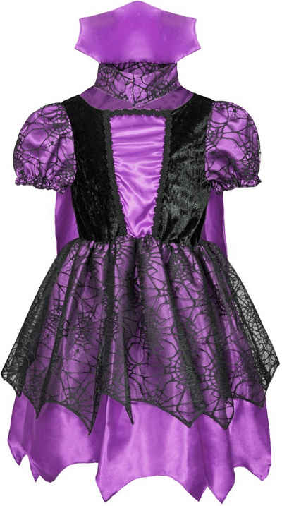 Das Kostümland Hexen-Kostüm »Hexenkostüm für Kinder Willow - Lila Schwarz - Vampir Spinnenkönigin Mädchen Karnevalskostüm Halloween«