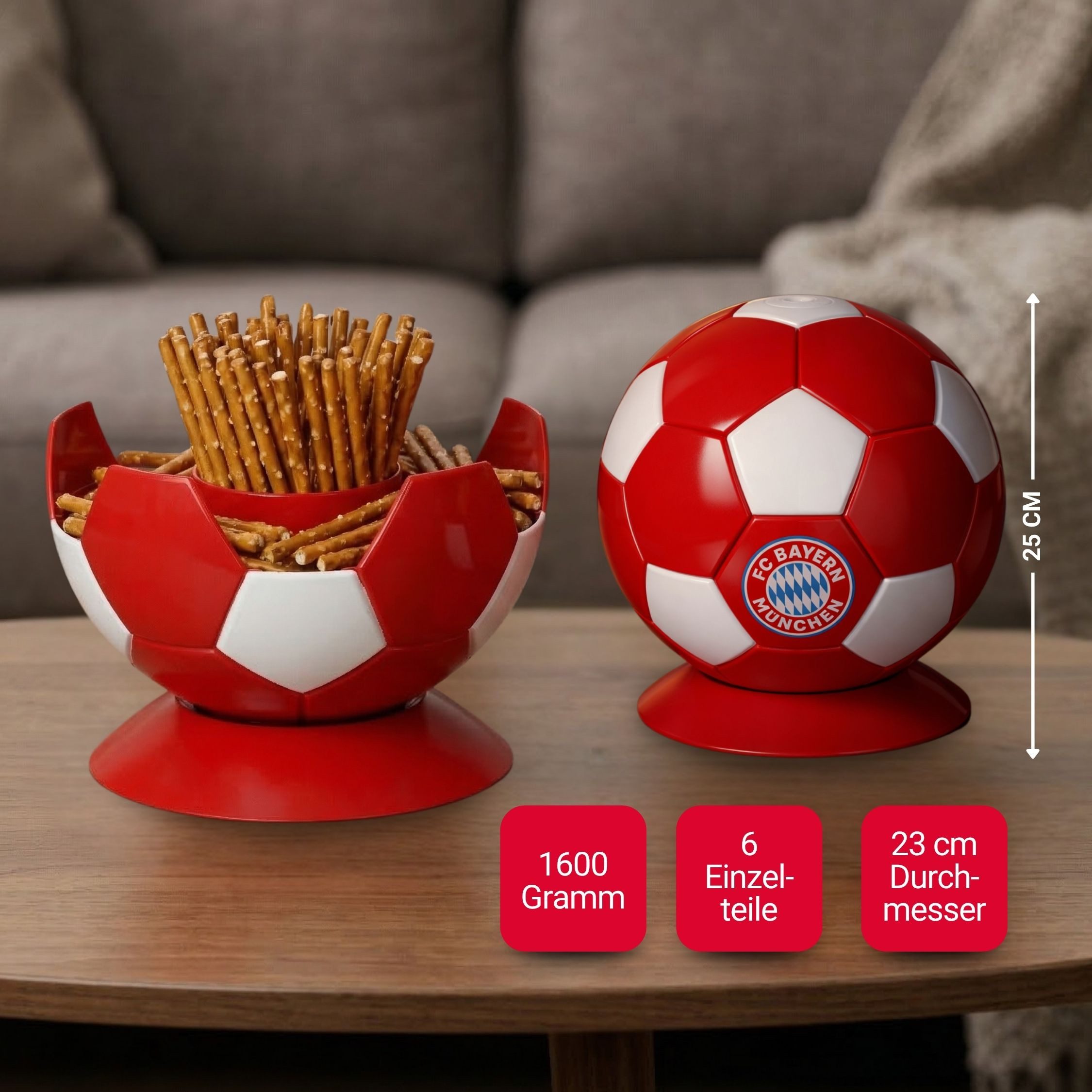 elasto Servierplatte Serveball 'Victory' FC Bayern München Fanartikel für Snacks & Getränke