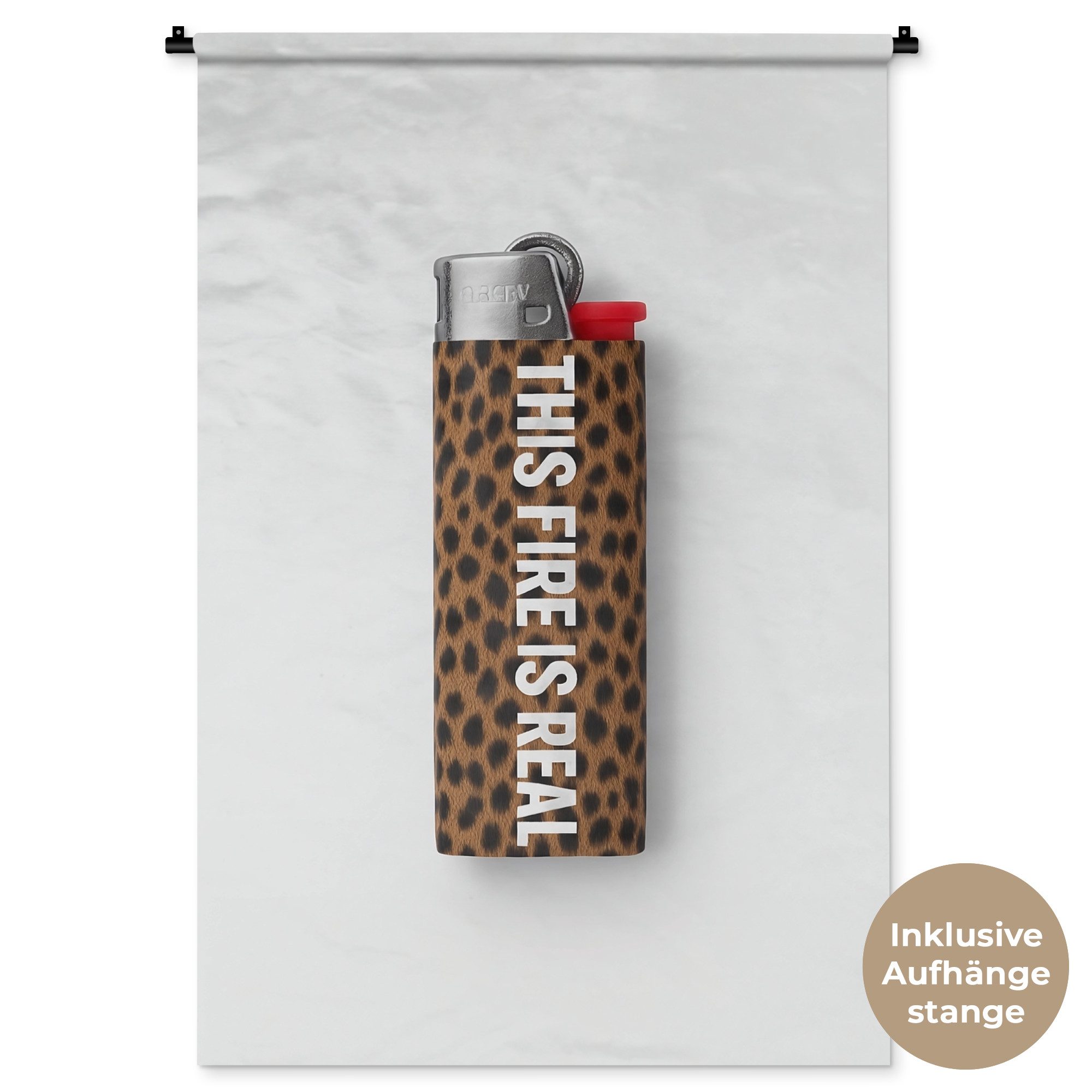 MuchoWow Wandteppich Feuerzeug - Zitat - Panther Druck, Rechteckig, Höhe: 3 mm, Wandtuch Wohnzimmer, Schlafzimmer, 90x135 cm