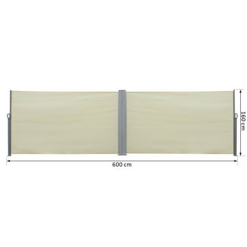 Outsunny Balkonsichtschutz Doppel-Seitenmarkise 6 x 1,6 m