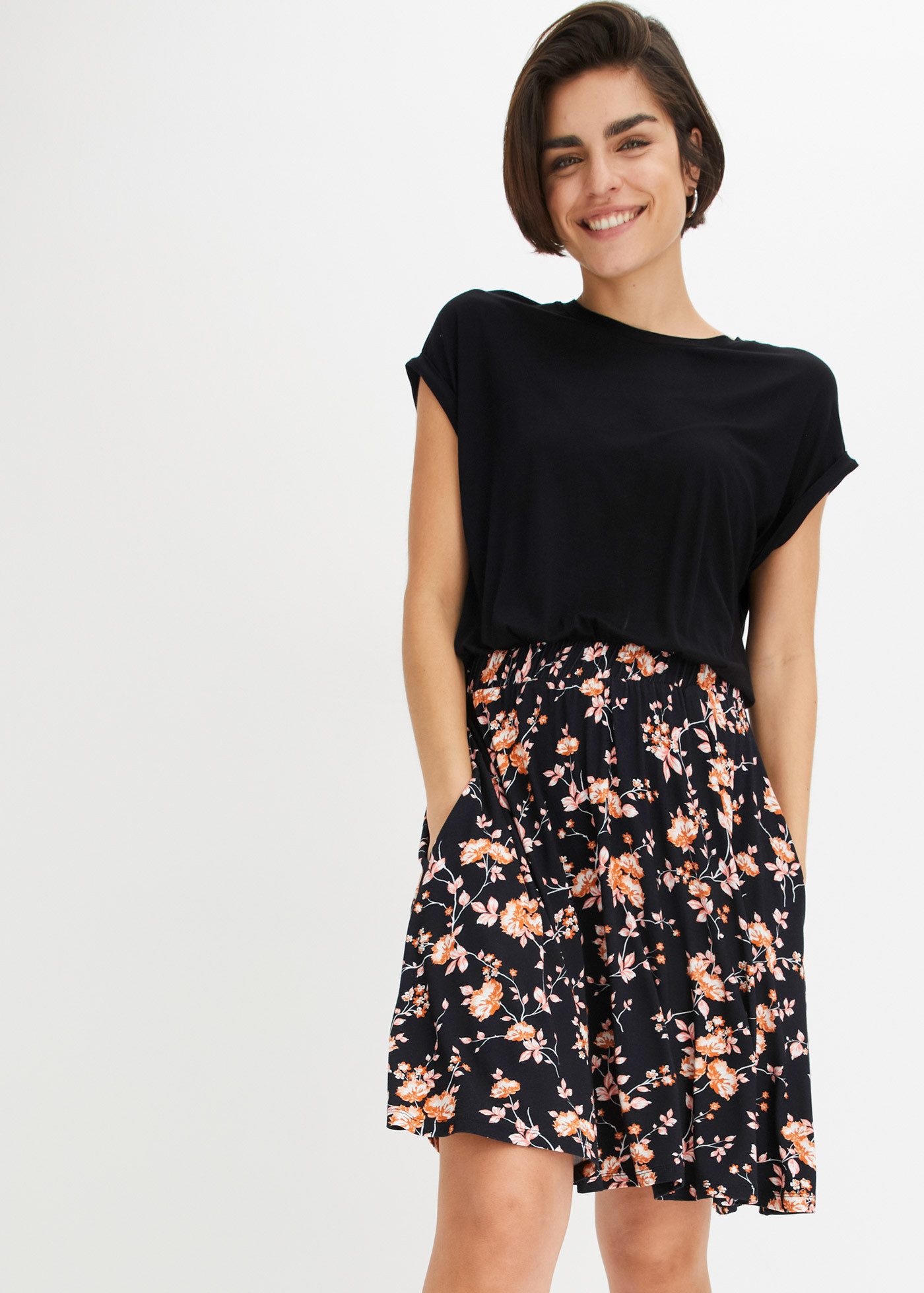 bonprix Midikleid für femininen Look, Jerseykleid, aus Viskose-Mix, bequeme Passform