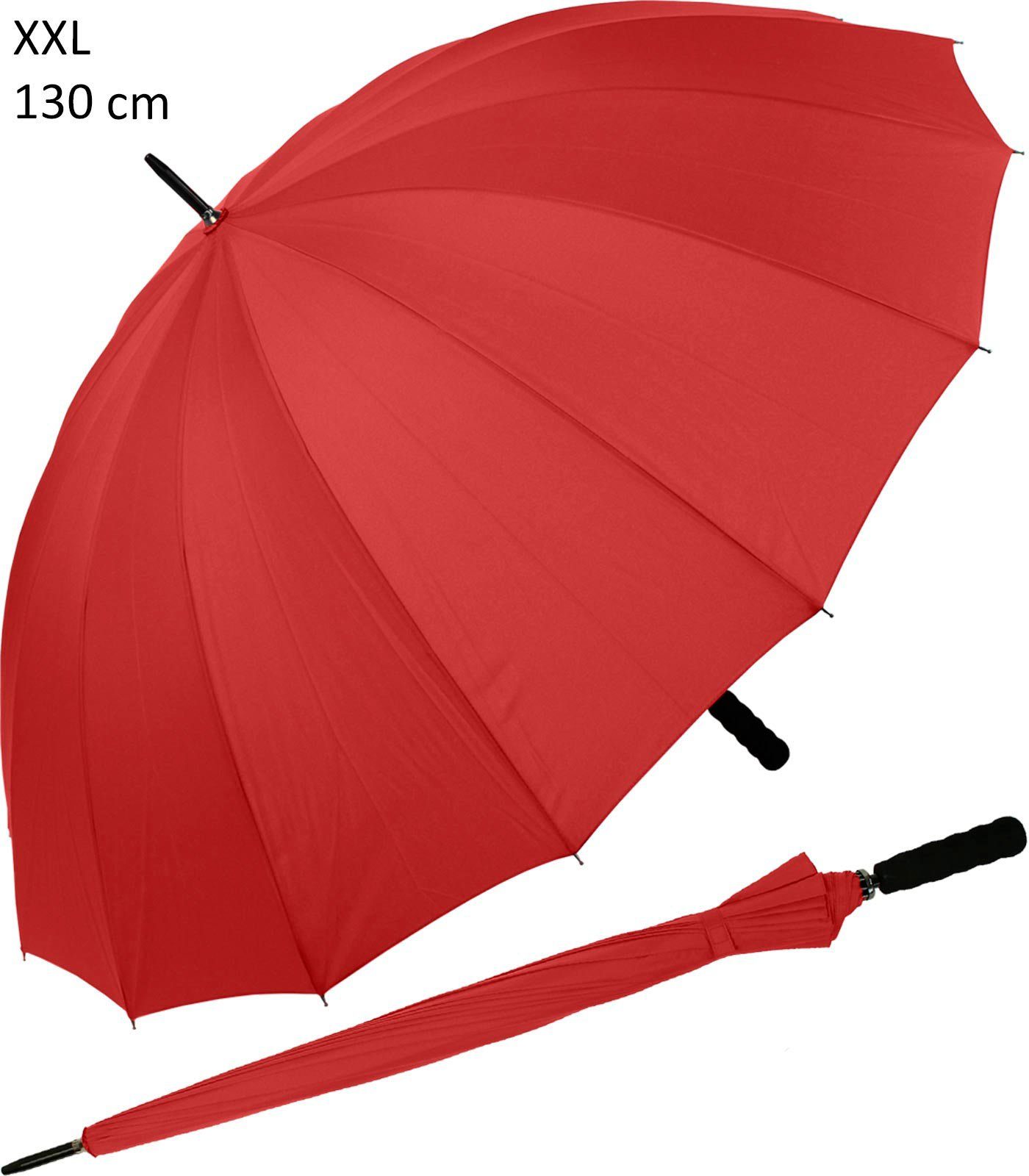 iX-brella Stockregenschirm XXL 130 cm Durchmesser Golf-Partnerschirm, 16-teiliges Dach, mit leichtem Fiberglasgestell