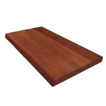 DM-Handel Waschtischplatte Eiche Holz Waschbeckenplatte Mahagoni (von 40 cm bis 100 cm Breit massiv Holz Waschtisch, Naturkant Waschbecken), 40 mm stark