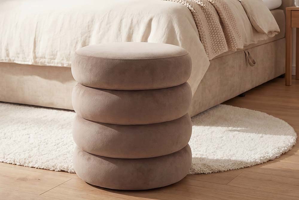 riess-ambiente Polsterhocker VOGUE 40cm champagner/greige - Samt, mit Stauraum, gepolstert, rund (Einzelartikel, 1 St), Eleganter Sitzhocker - ideal f. Ankleide – Bild 5 von 5