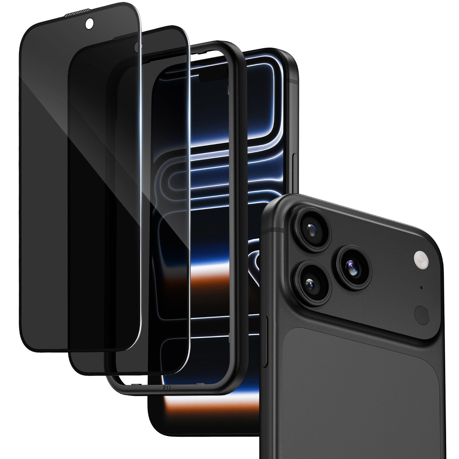 Sytifro Schutzfolie Sichtschutz Panzerglas, Privacy Schutzfolie, Blickschutz für, (iPhone 17 Pro Max/ iPhone 17 Pro/ iPhone 17 Air/ iPhone 17/ iPhone 16 Pro Max/ iPhone 16 Pro/ iPhone 16 Plus/ iPhone 16, 10H Displayschutz, Privacy Blickschutzfolie 28° Sichtschutz), 2 Privacy Glass + 1 Montagerahmen, Premium Panzerfolie
