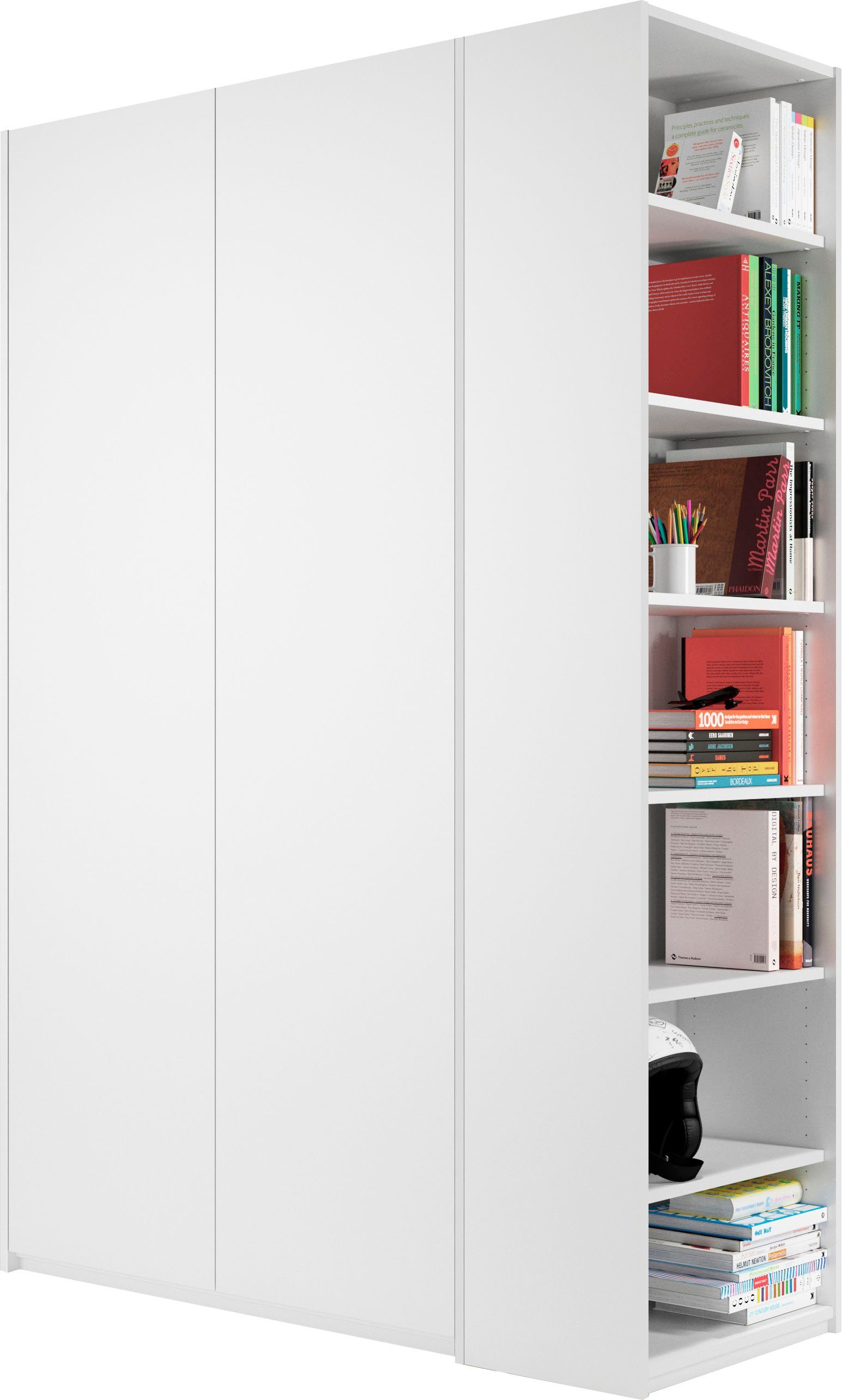 Müller SMALL LIVING Kleiderschrank Modular montierbarem weiß Seitenregal rechts 1 | inklusive Variante weiß oder links Plus