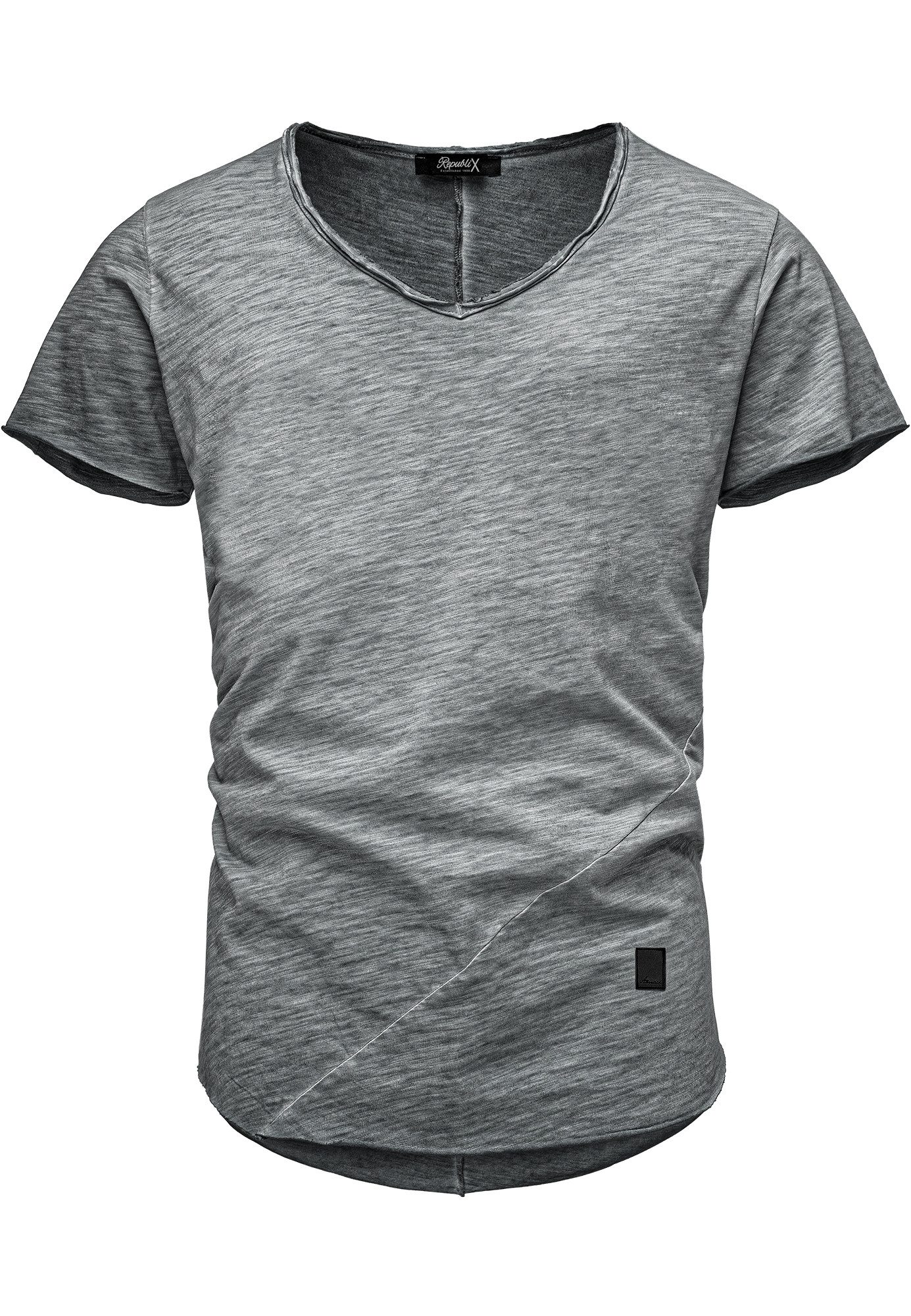 REPUBLIX T-Shirt AVA Herren Vintage Oversize Verwaschen V-Ausschnitt Shirt günstig online kaufen