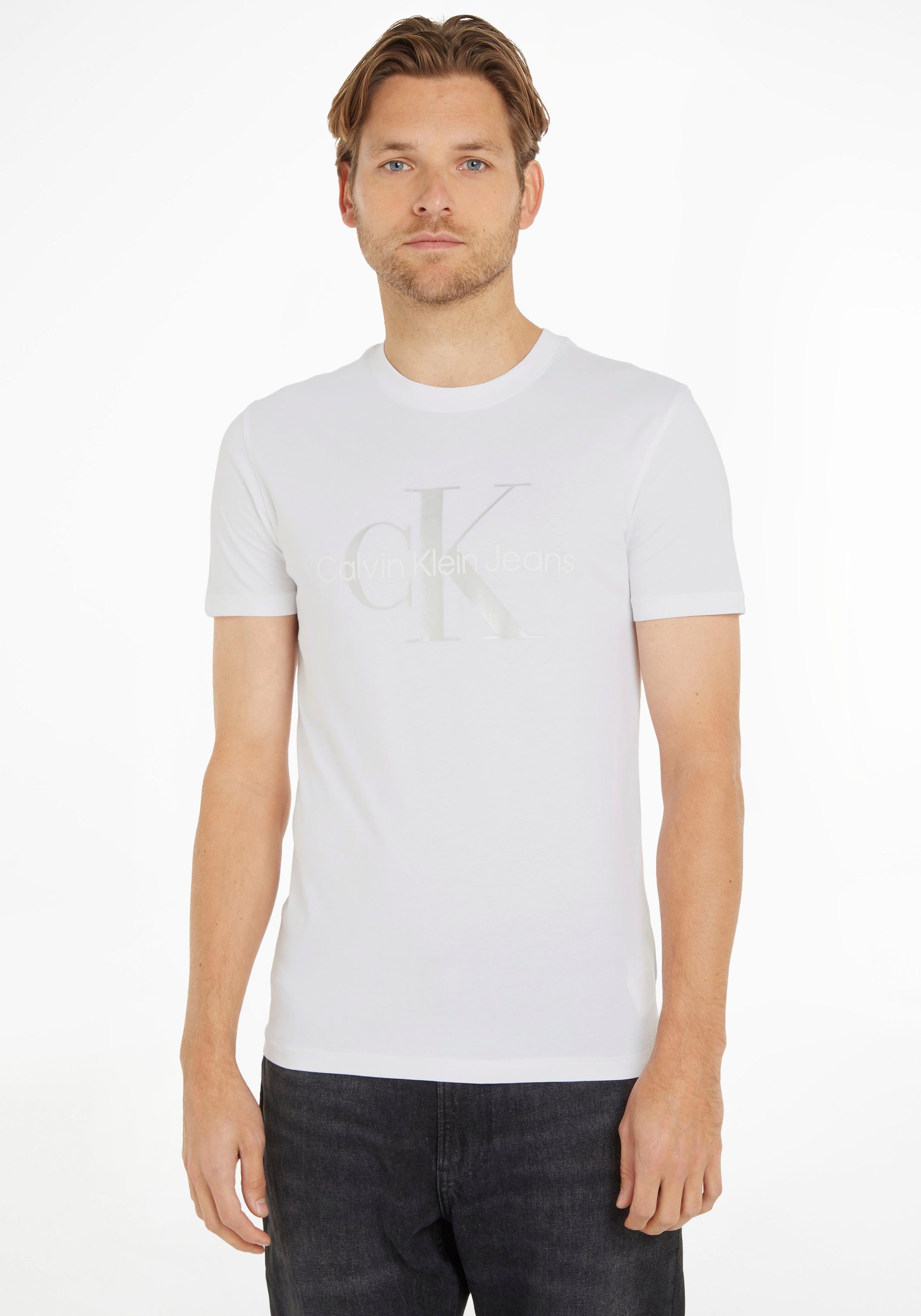 Calvin Klein Jeans T-Shirt SEASONAL MONOLOGO TEE mit Calvin Klein Logoschriftzug auf der Brust Bright White