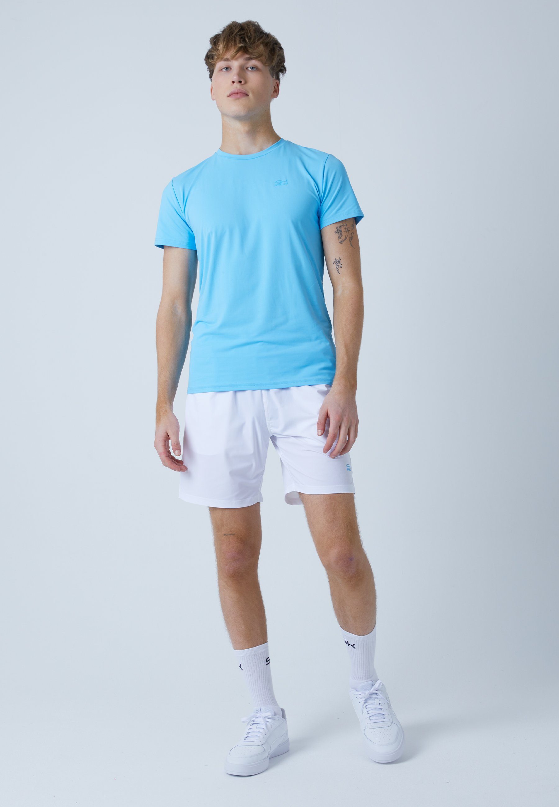 SPORTKIND hellblau Tennis Funktionsshirt T-Shirt Jungen Herren & Rundhals