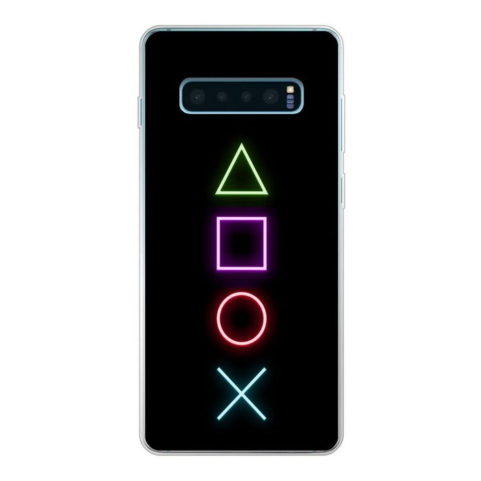 MuchoWow Handyhülle Gaming - Neon - Konsole - Schwarz - Controller - Gaming Phone Case Handyhülle Samsung Galaxy S10+ Silikon Schutzhülle