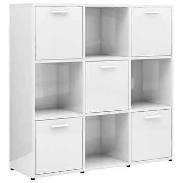 furnicato Bücherregal Hochglanz-Weiß 90x30x90 cm Holzwerkstoff