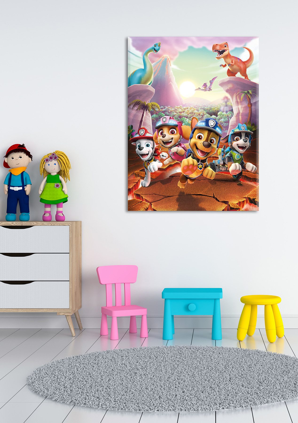 Bönninghoff Leinwandbild Wandbild DINO RESCUE PAW PATROL 46x61 cm – Leinwandbild Keilrahmen, Cartoon, Dinosaurier, Hunde, Kinder, Paw Patrol, Serien, Tiere (1 S – Bild 5 von 5