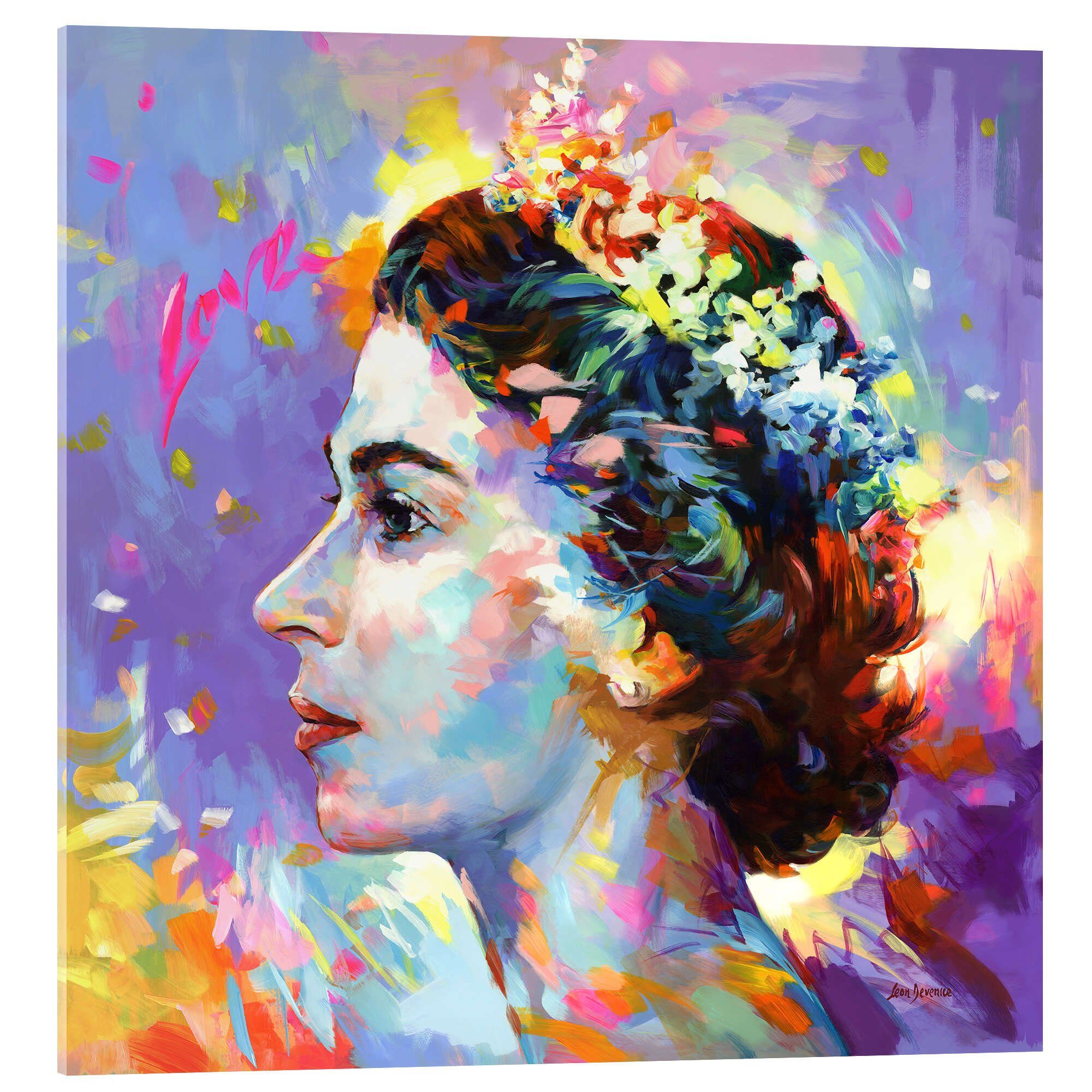 Posterlounge Wandbild Queen Elizabeth II, Leon Devenice, erhältlich als Poster, Leinwandbild, Wandsticker oder Acrylglasbild