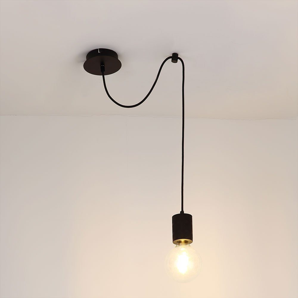 Globo Beleuchtung Decken nicht Pendelleuchte, Leuchte Wohn inklusive, Metall-Schwarz Leuchtmittel Zimmer Pendel Lampe ALU