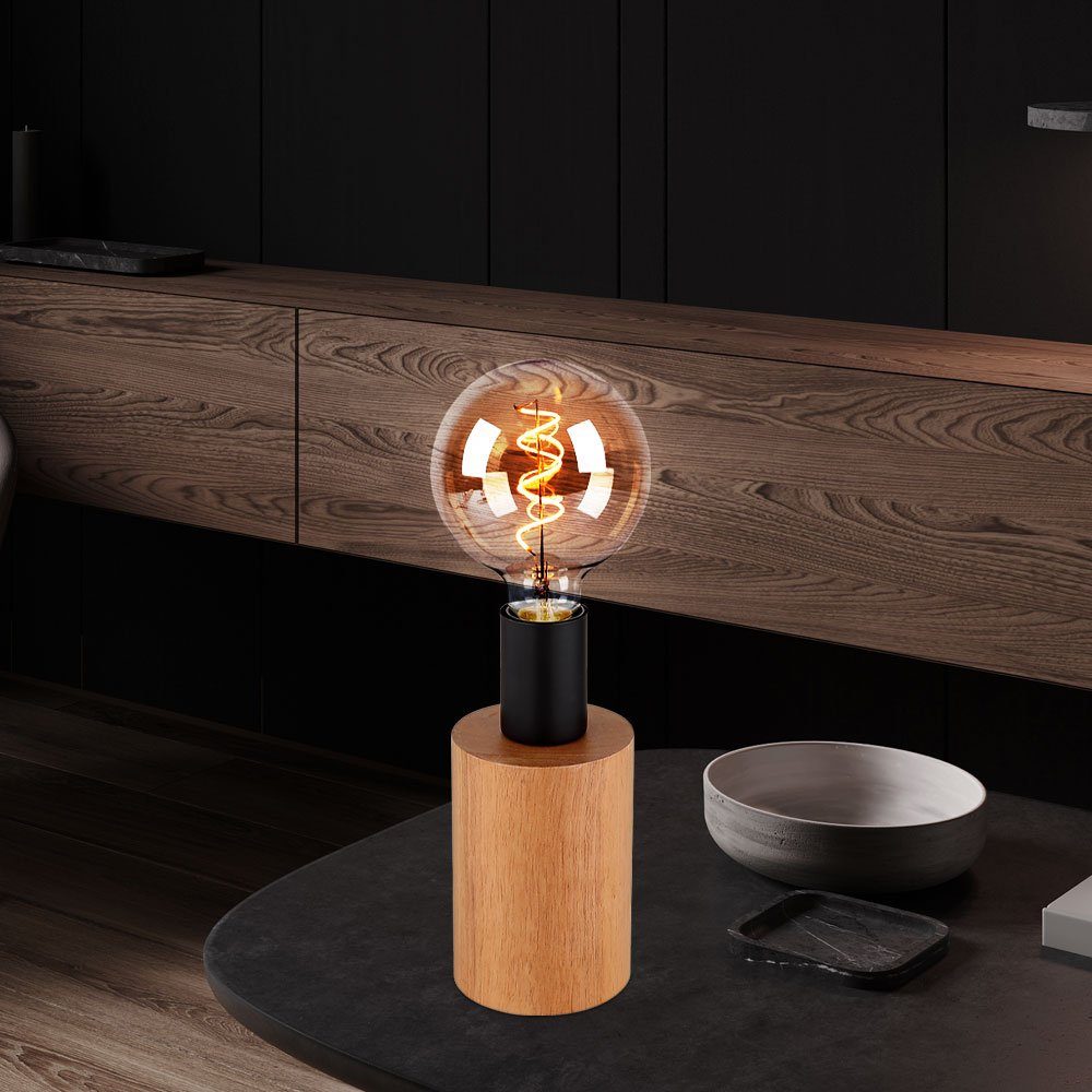 Tischleuchte, Tischlampe nicht Industrial etc-shop LED Leuchtmittel Vintage Schreibtischlampe Holz inklusive,