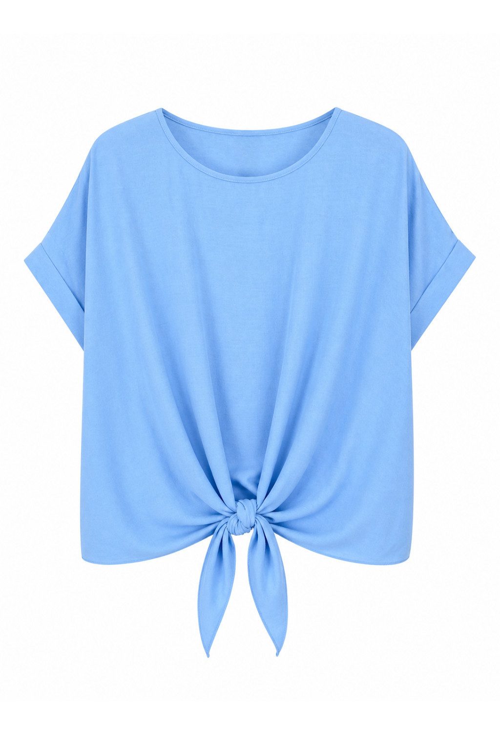 ITALY VIBES Kurzarmbluse - sommerliche Bluse - Blusenshirt Damen mit Knotendetail ONE SIZE / passend für Größe S - L