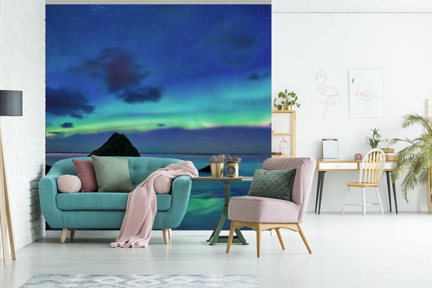 Landschaft für Schlafzimmer, Himmel bedruckt, Vinyl Matt, - Tapete St), Fototapete Wohnzimmer oder - Wandtapete (5 Polarlicht, MuchoWow