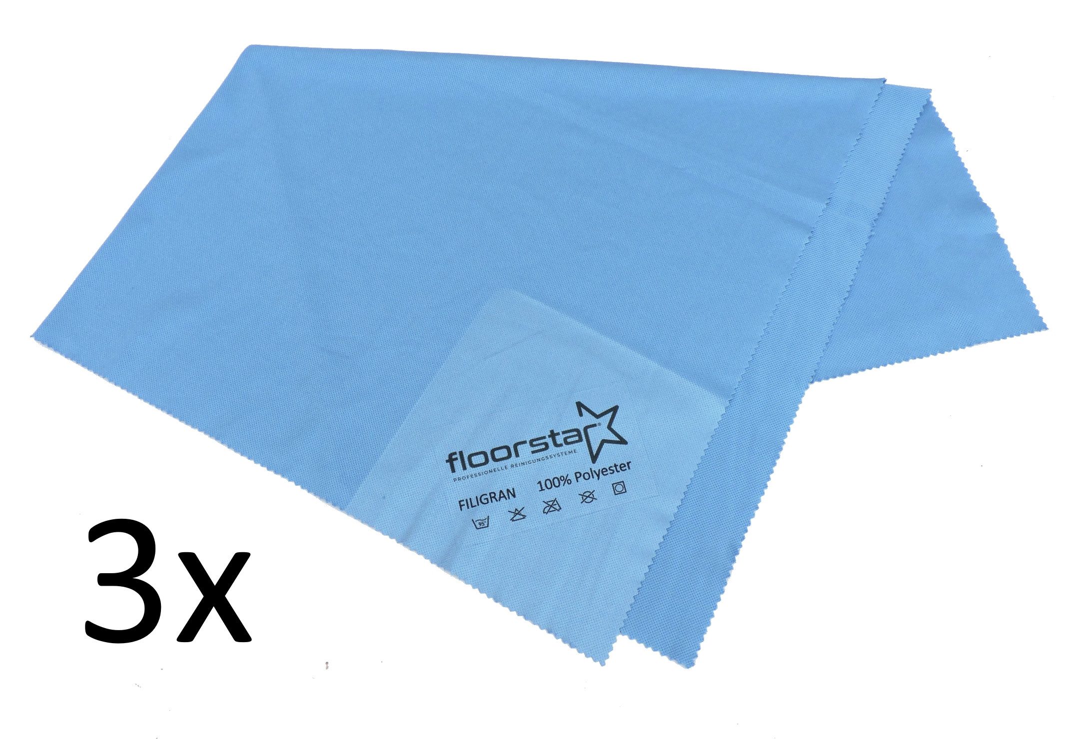 Floorstar® Staubwischer Filigran Microfaser Reinigungstuch - Streifenfreier Glanz (Spar-Set, 3 Stück), Microfasertuch mit Kapillarsystem
