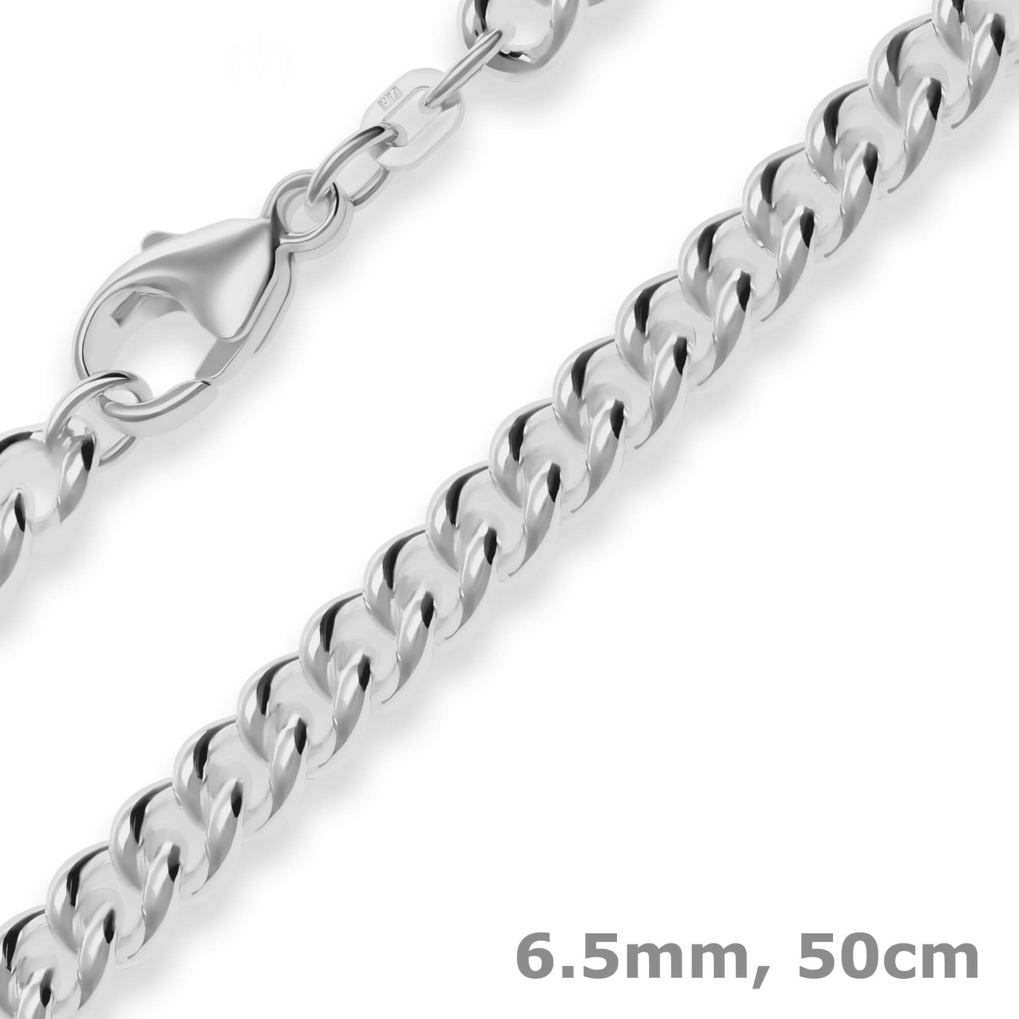 Panzerkette 6,5mm Panzerkette rund aus 925 Silber 50cm