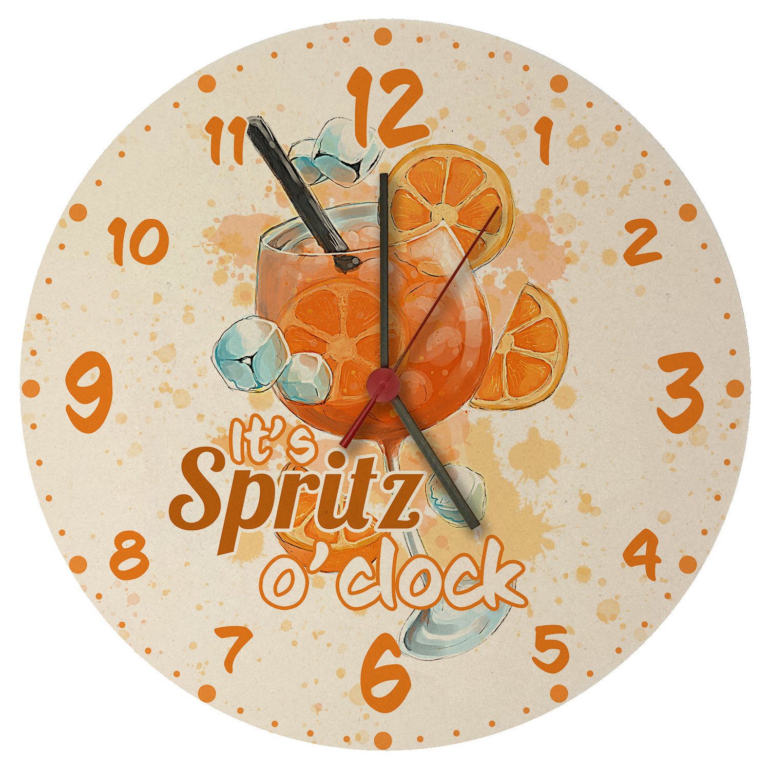 Wanduhr Cocktail Wanduhr aus MDF mit Spruch It's Spritz o'clock