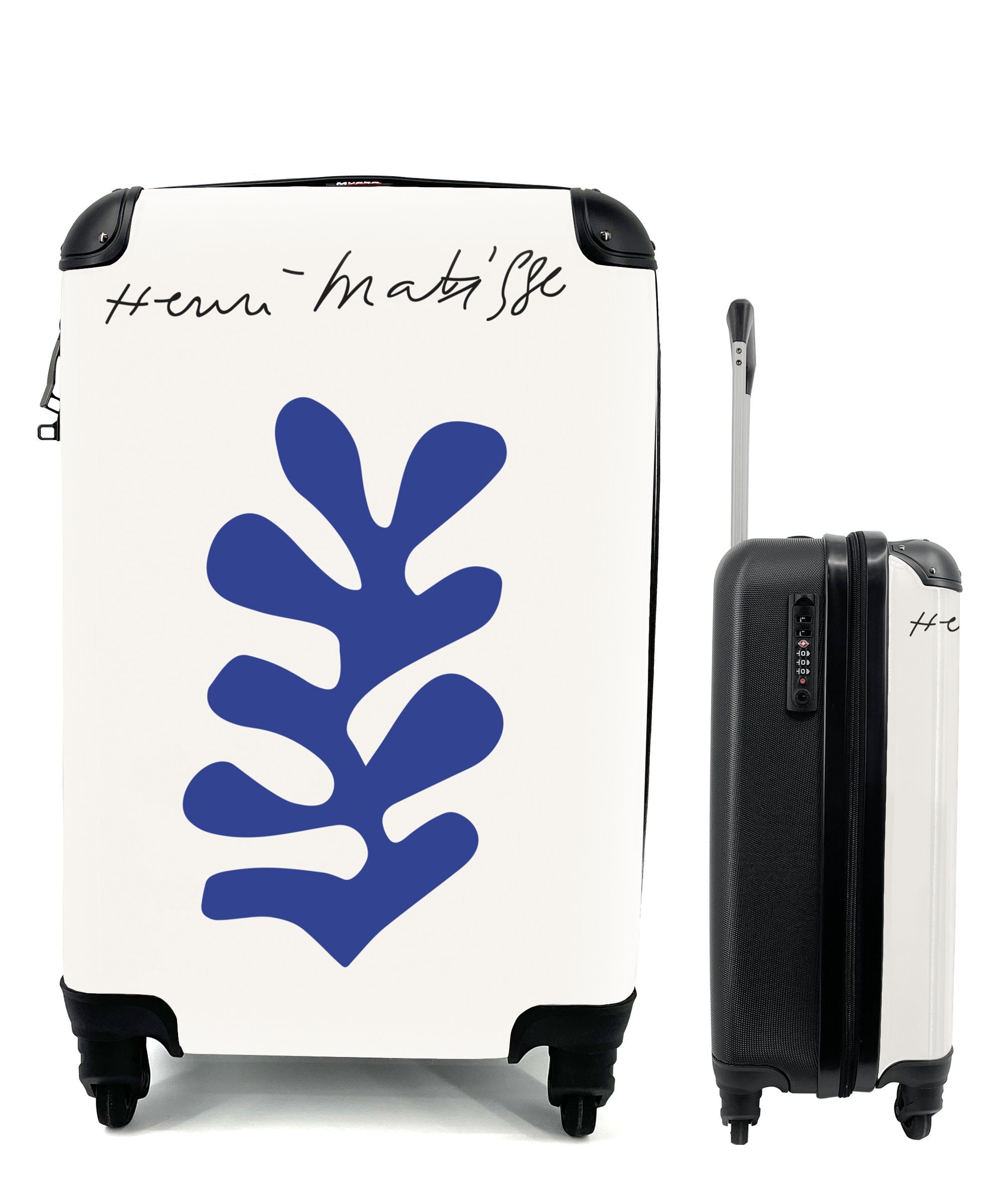 MuchoWow Handgepäckkoffer Abstrakt - Blau - Kunst - Matisse, 4 Rollen, Reisetasche mit rollen, Handgepäck für Ferien, Trolley, Reisekoffer
