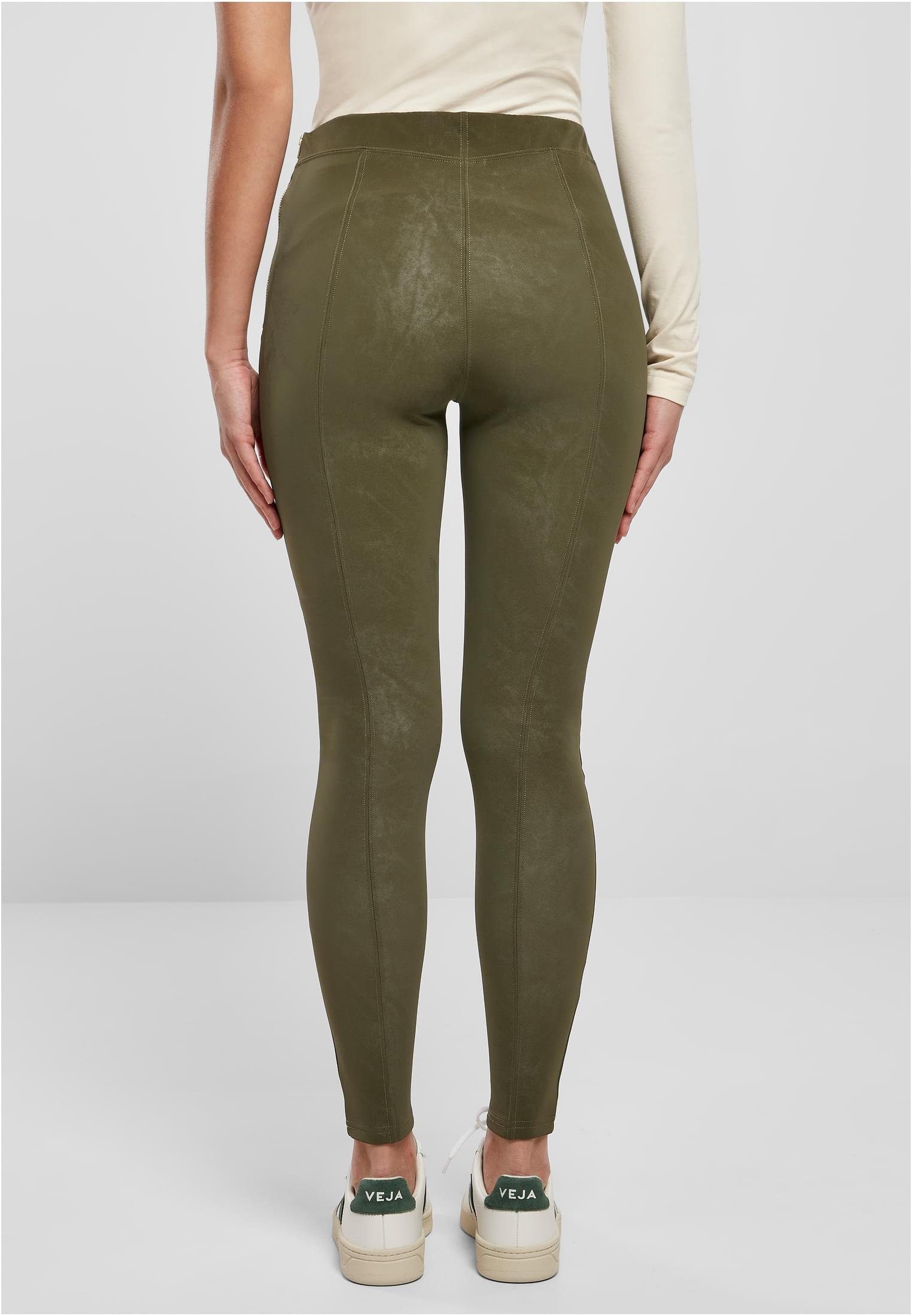 Faux Pants Leggings CLASSICS (1-tlg) URBAN Ladies Washed olive Damen Leather