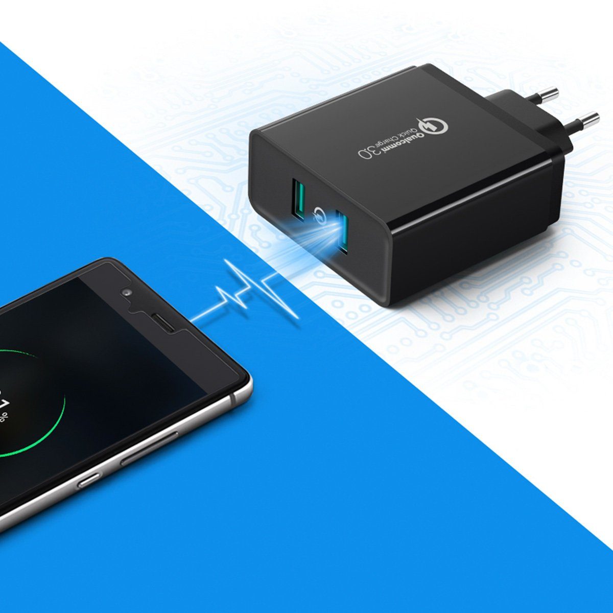 UGREEN Ugreen Wandladegerät 2xUSB-A 36W QC3.0 schwarz (CD161) Schnelllade-Gerät (1-tlg)