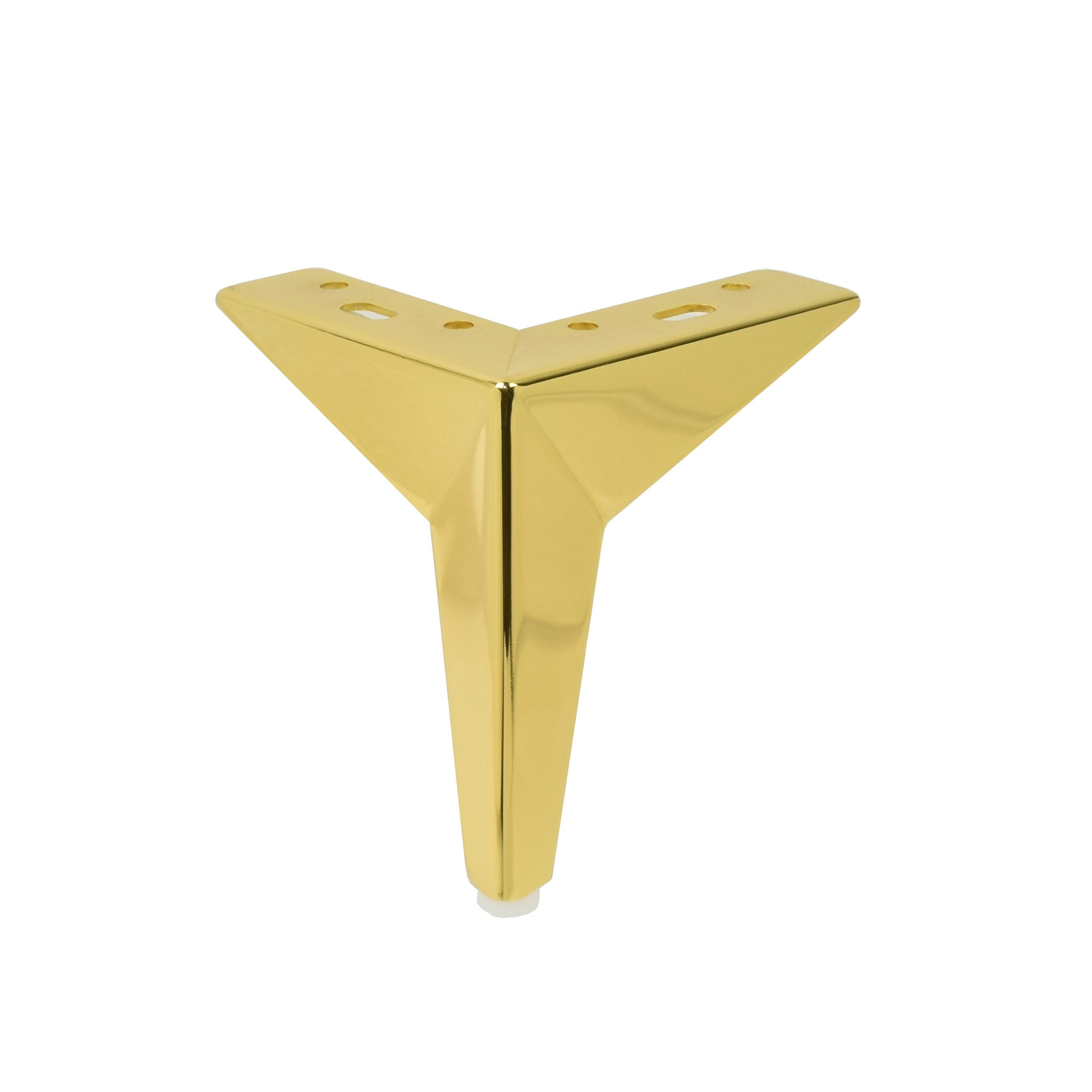 Prima-Online Möbelfuß Möbelfuß Gold 135mm Metall - Schrankfuß Sofafuß V-Form Design SL027, (1-St), Inklusive Bodenschonern, stabile V-Form, modernes Design