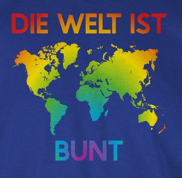 Shirtracer T-Shirt Die Welt ist bunt – Regenbogen Farben LGBT Kleidung