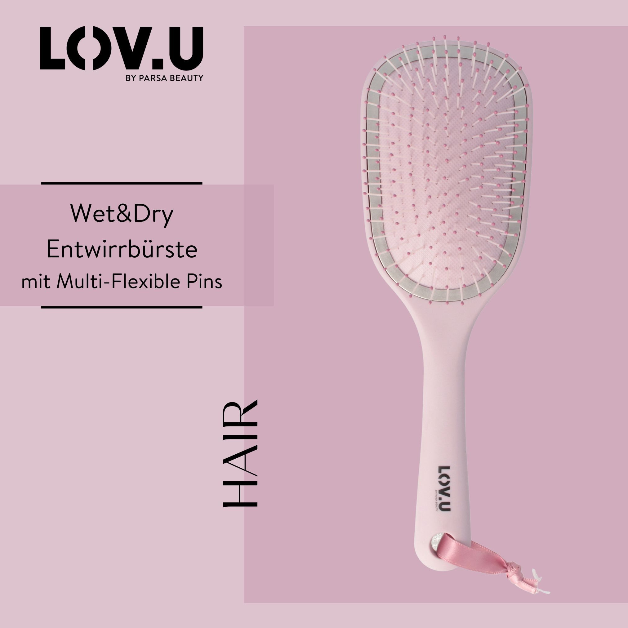 PARSA Beauty Haarbürste PARSA Beauty LOV.U Entwirrbürste beige groß – flexibel & stylisch