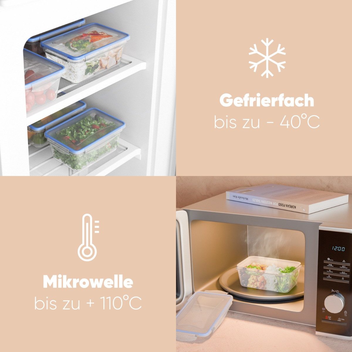 classbach Frischhaltedose C-FHD 4007 K, Frischhaltedosen mit Deckel, 5er Set, 100% dicht