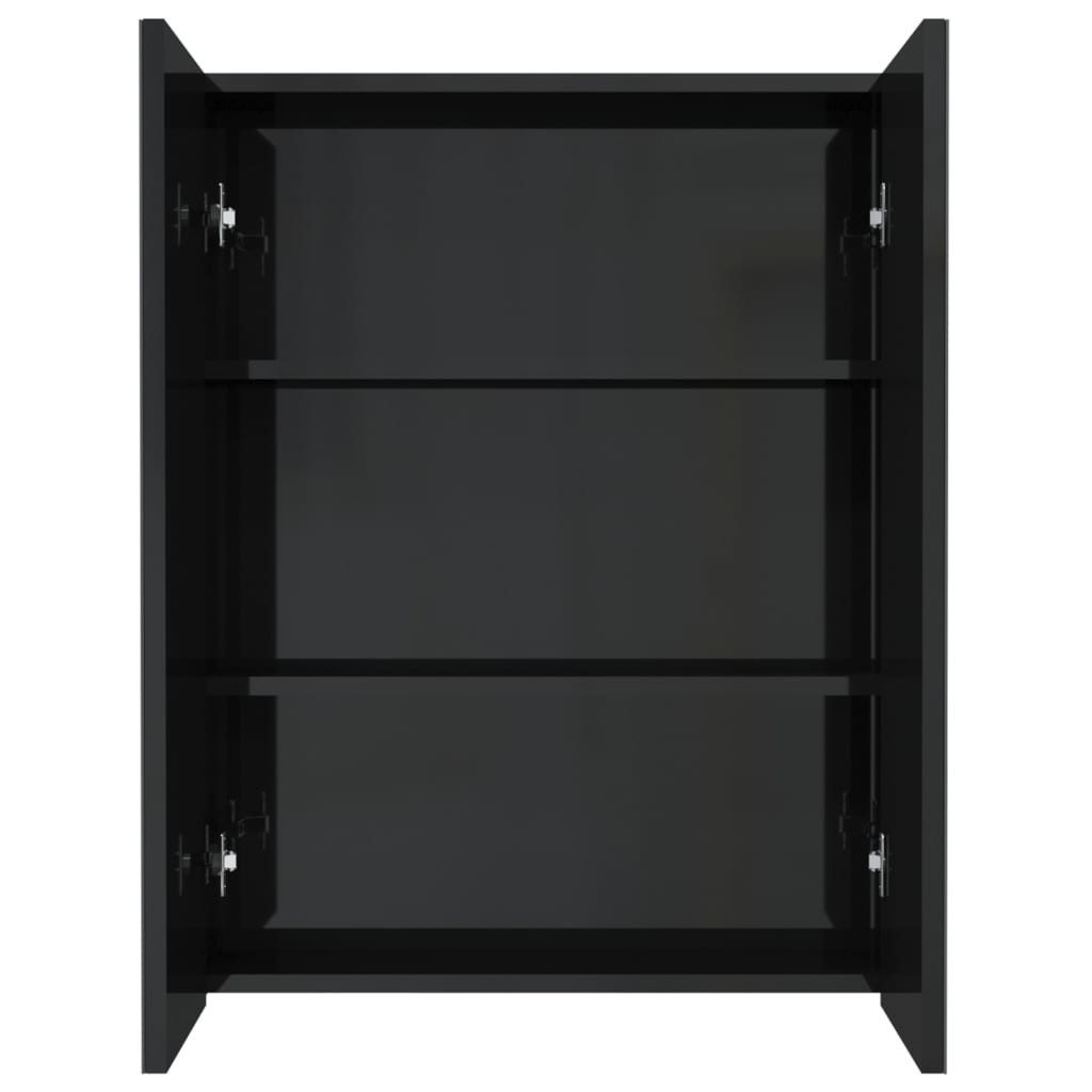 vidaXL Badezimmerspiegelschrank Bad-Spiegelschrank 60x15x75 cm MDF Glänzendes Schwarz (1-St)