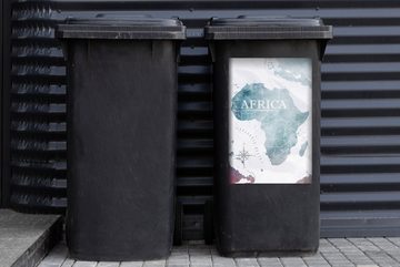 MuchoWow Wandsticker Weltkarte - Afrika - Blau (1 St), Mülleimer-aufkleber, Mülltonne, Sticker, Container, Abfalbehälter