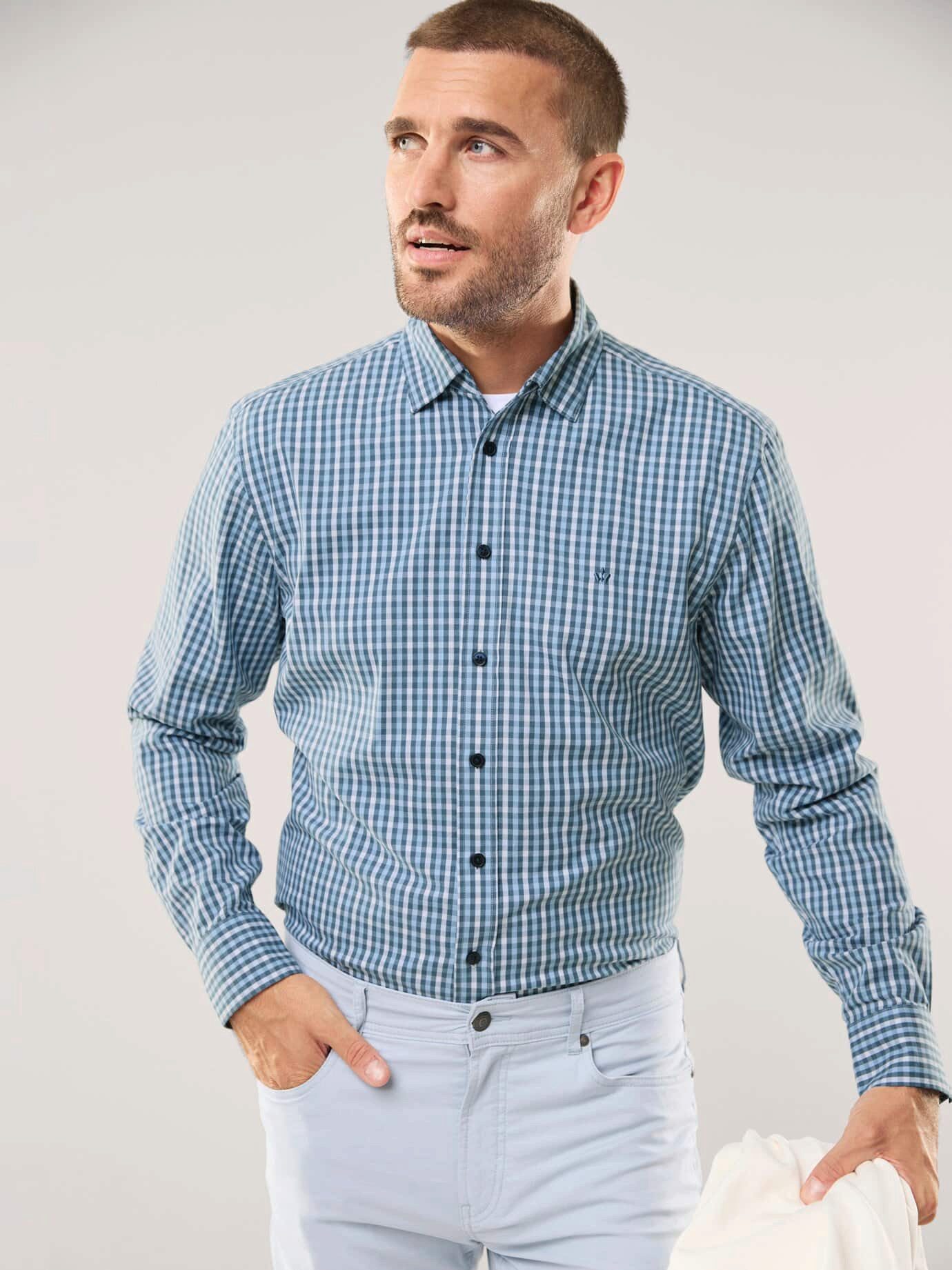 Walbusch Langarmhemd Herren Hemd aus Royal-Oxford Regular fit Relax-Kragen Langarm, Relax-Kragen, klassisch