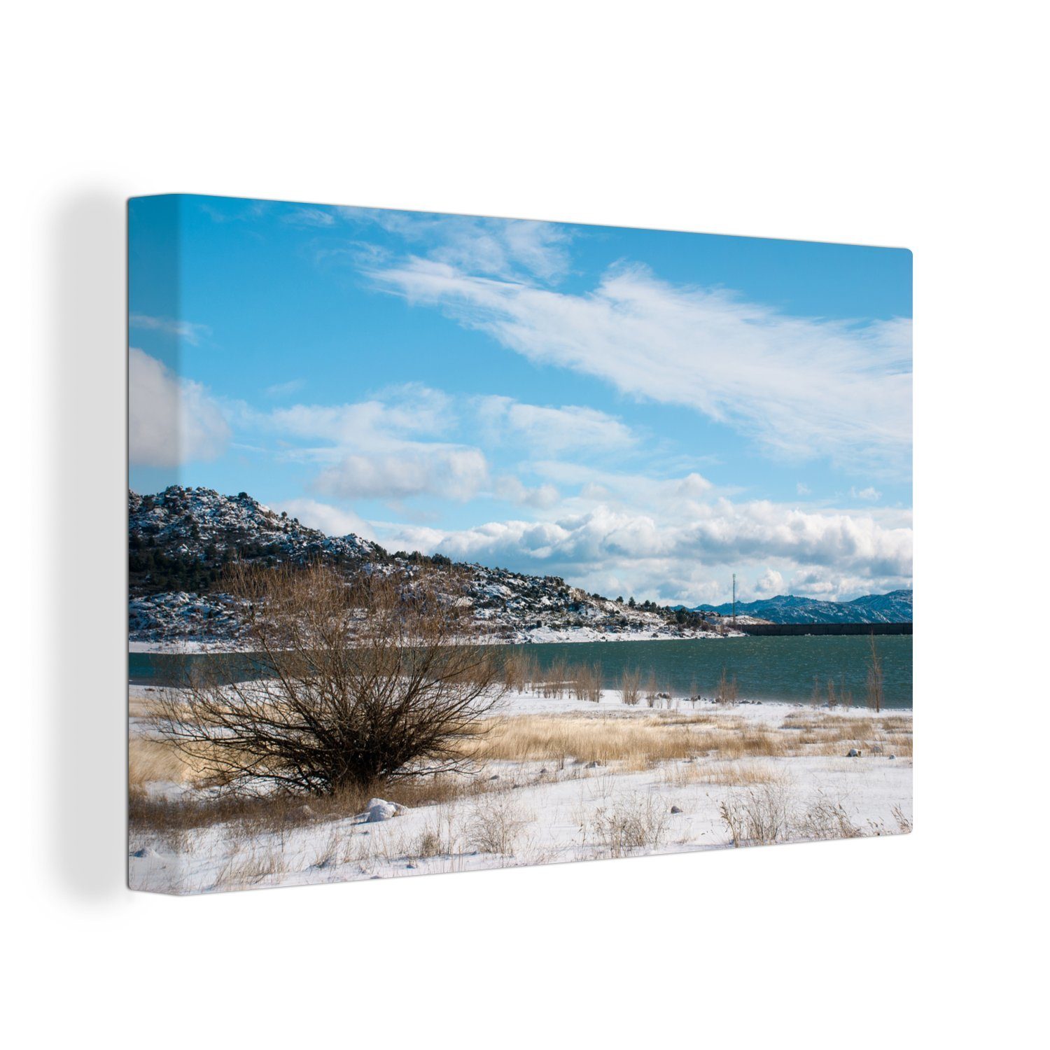 Wanddeko, in Wandbild Guadarrama Leinwandbild im 30x20 de Bank Nationalpark Aufhängefertig, cm (1 Verschneite Sierra Spanien, OneMillionCanvasses® St), Leinwandbilder,