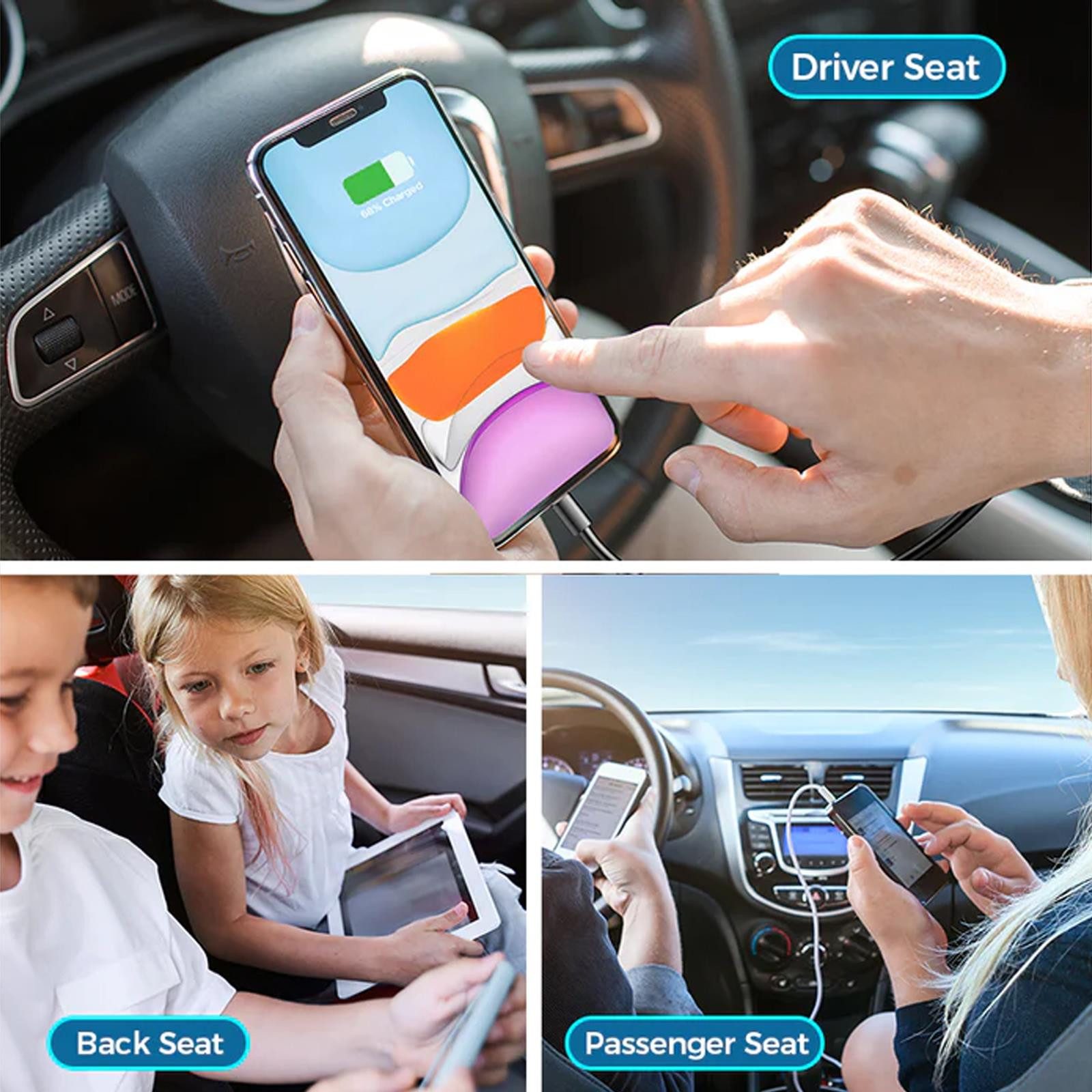 JOYROOM JR-CL05 Kfz Multi Smartphone-Ladegerät (4800 mA, 12V 24V KFZ USB Zigarettenanzünder Mehrfachstecker 5x USB Verteiler)
