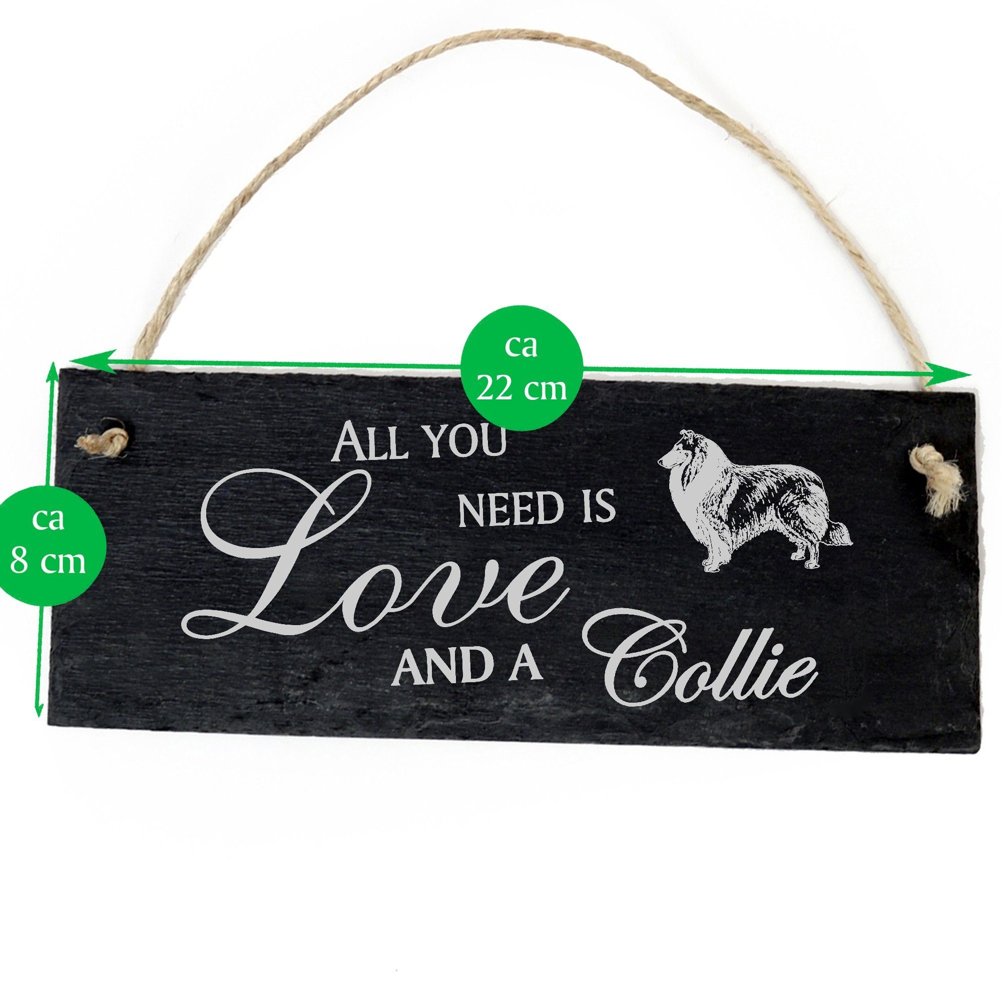 Dekolando Hängedekoration Collie 22x8cm All you need is Love and a Collie