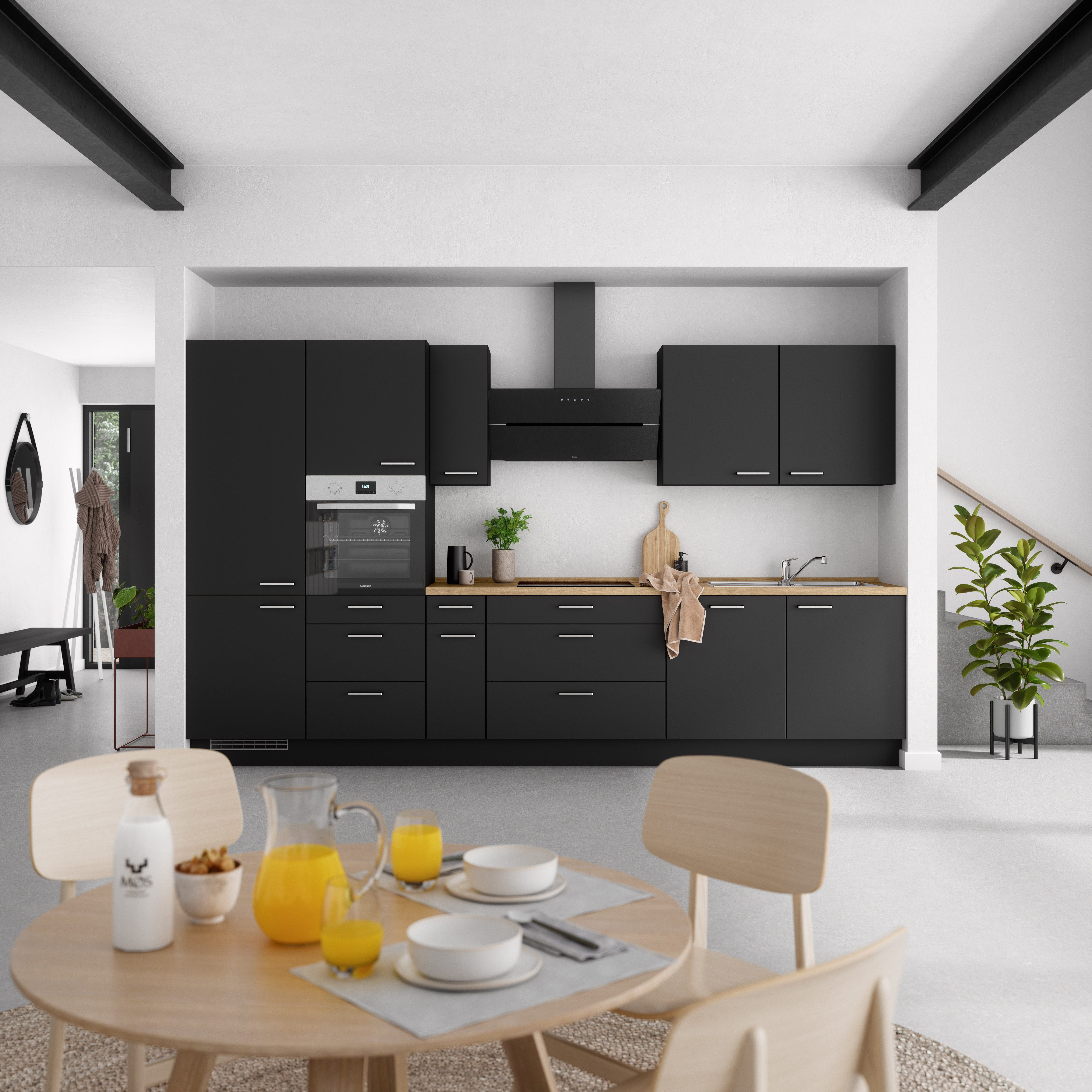 nobilia® Küchenzeile "Touch II", NEU: individuell anpassbar mit gratis Profi-Beratung, vormontiert, Breite 360 cm, Ausrichtung wählbar, wahlw. mit E-Geräten